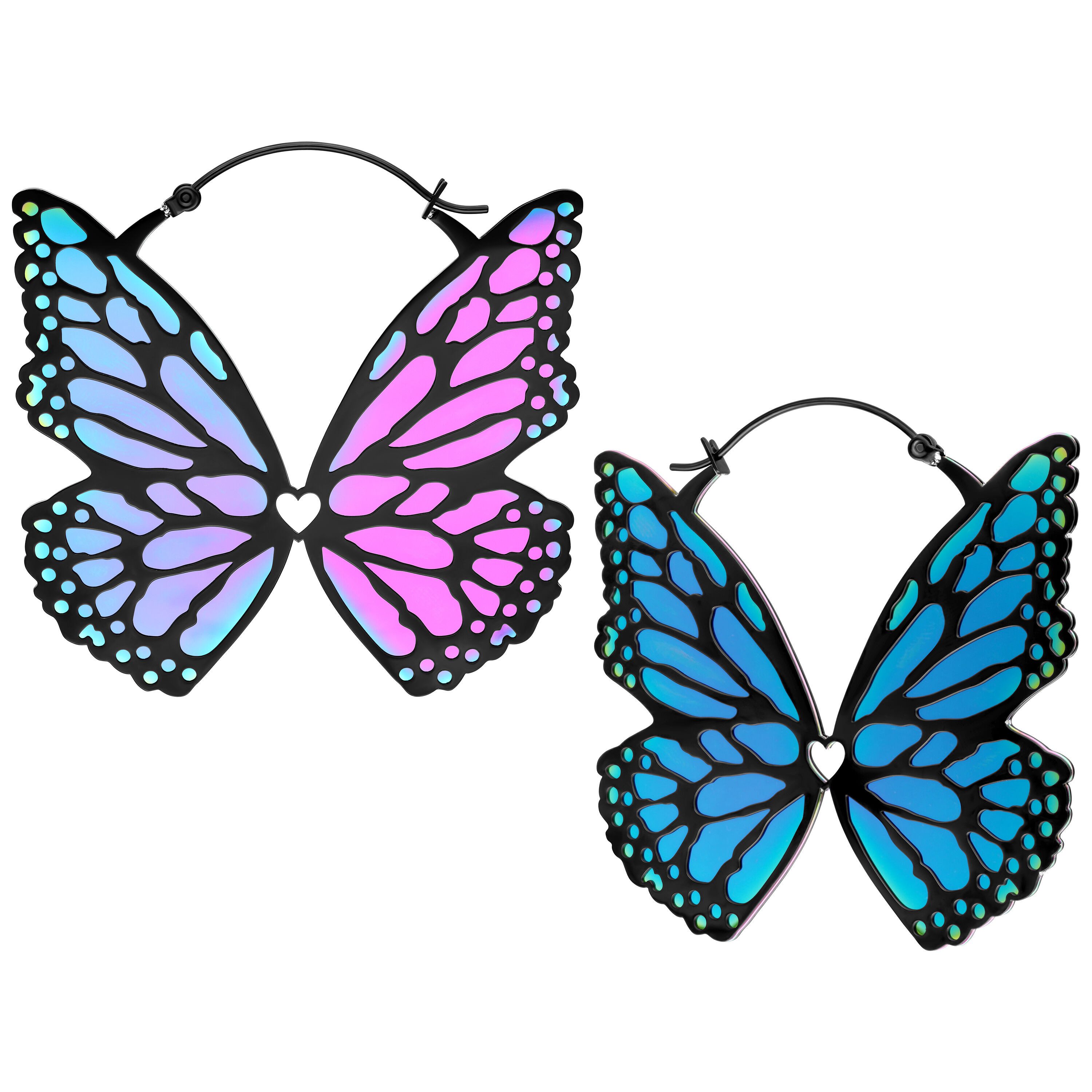 Paar Ohrhänger Butterfly Hoops