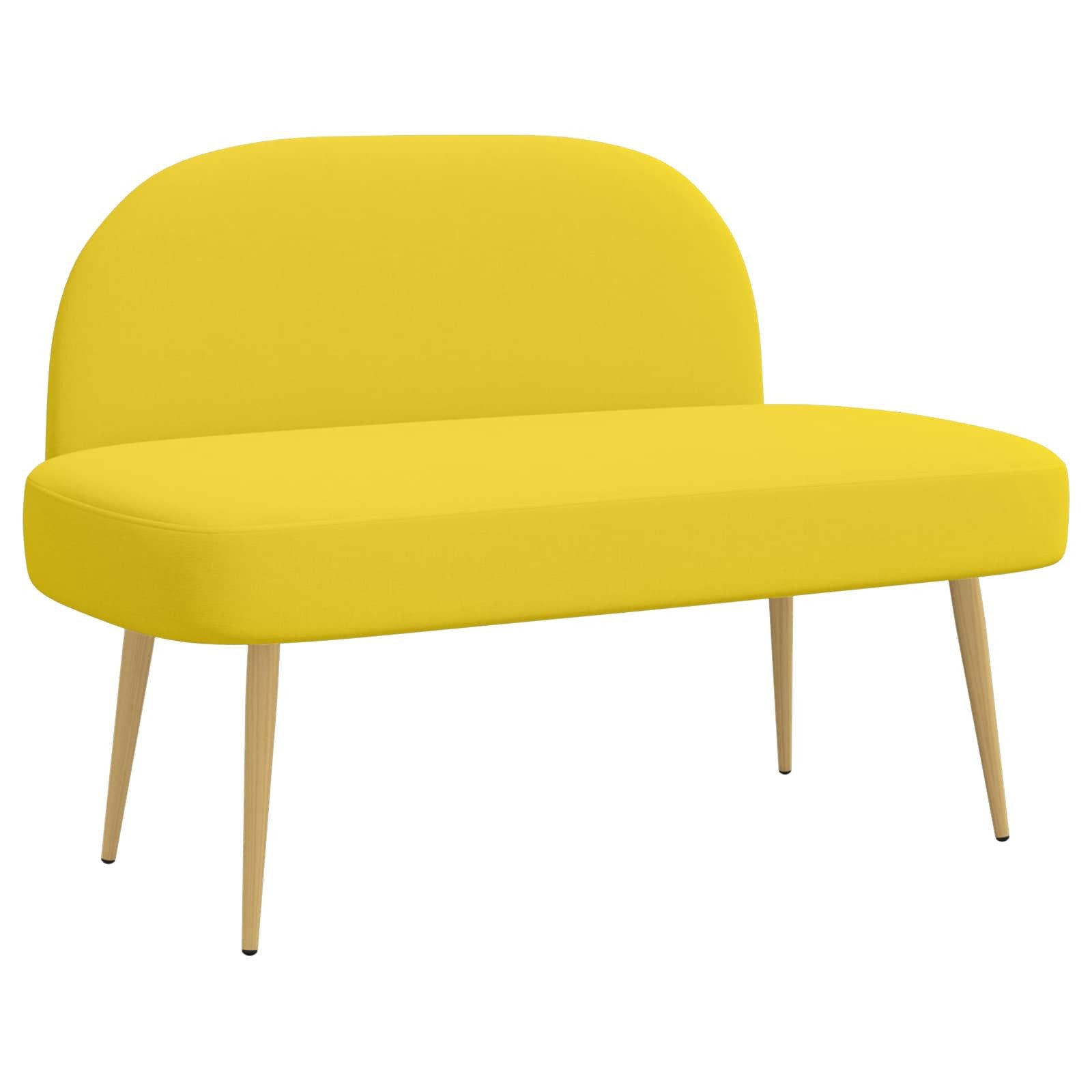 vidaXL Gepolsterte Bank mit Rückenlehne Hellgelb 110 x 60 x 76 cm (1-St)