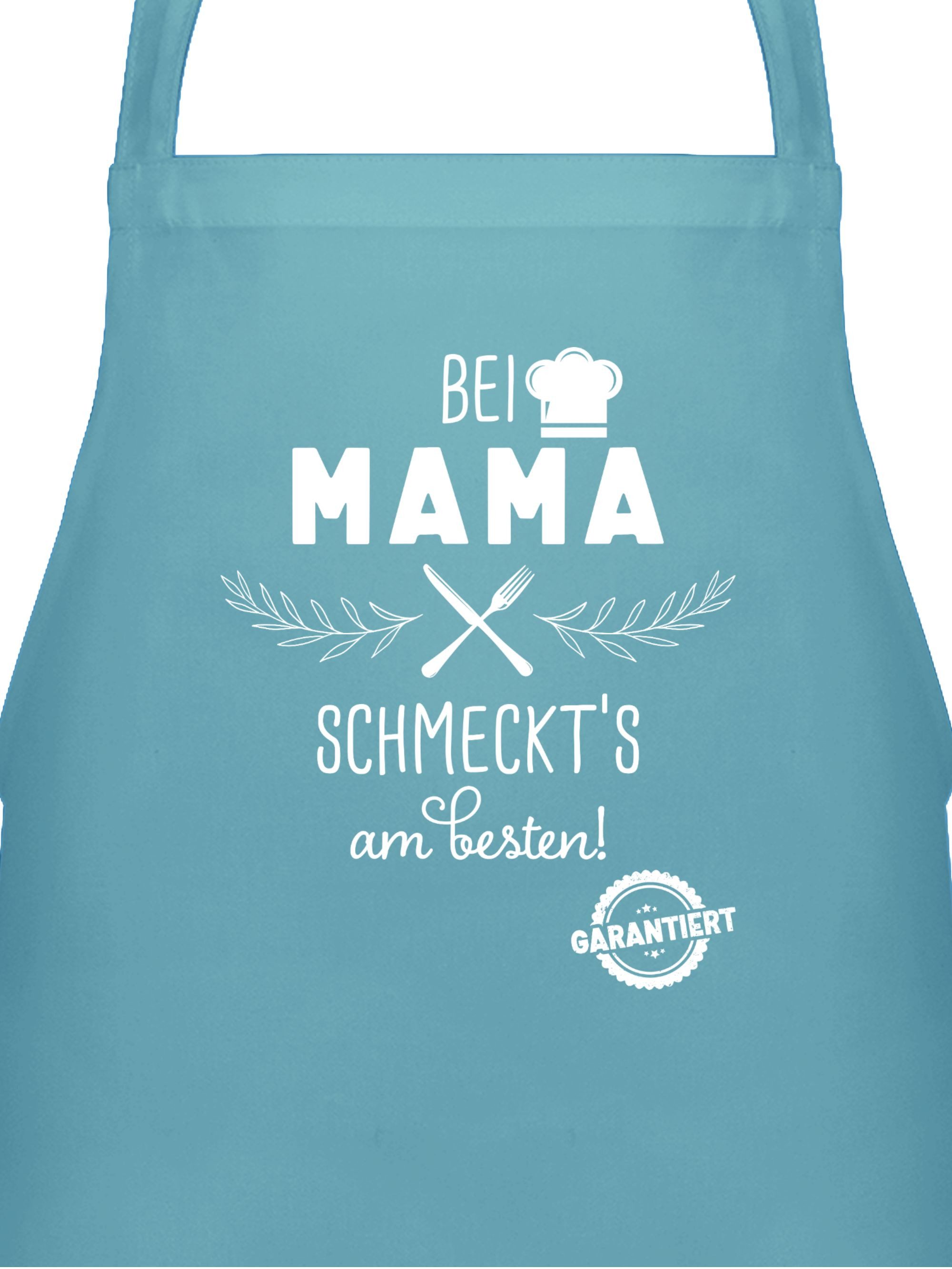 Shirtracer Kochschürze Küchenschürze bei Mama schmeckts günstig online kaufen