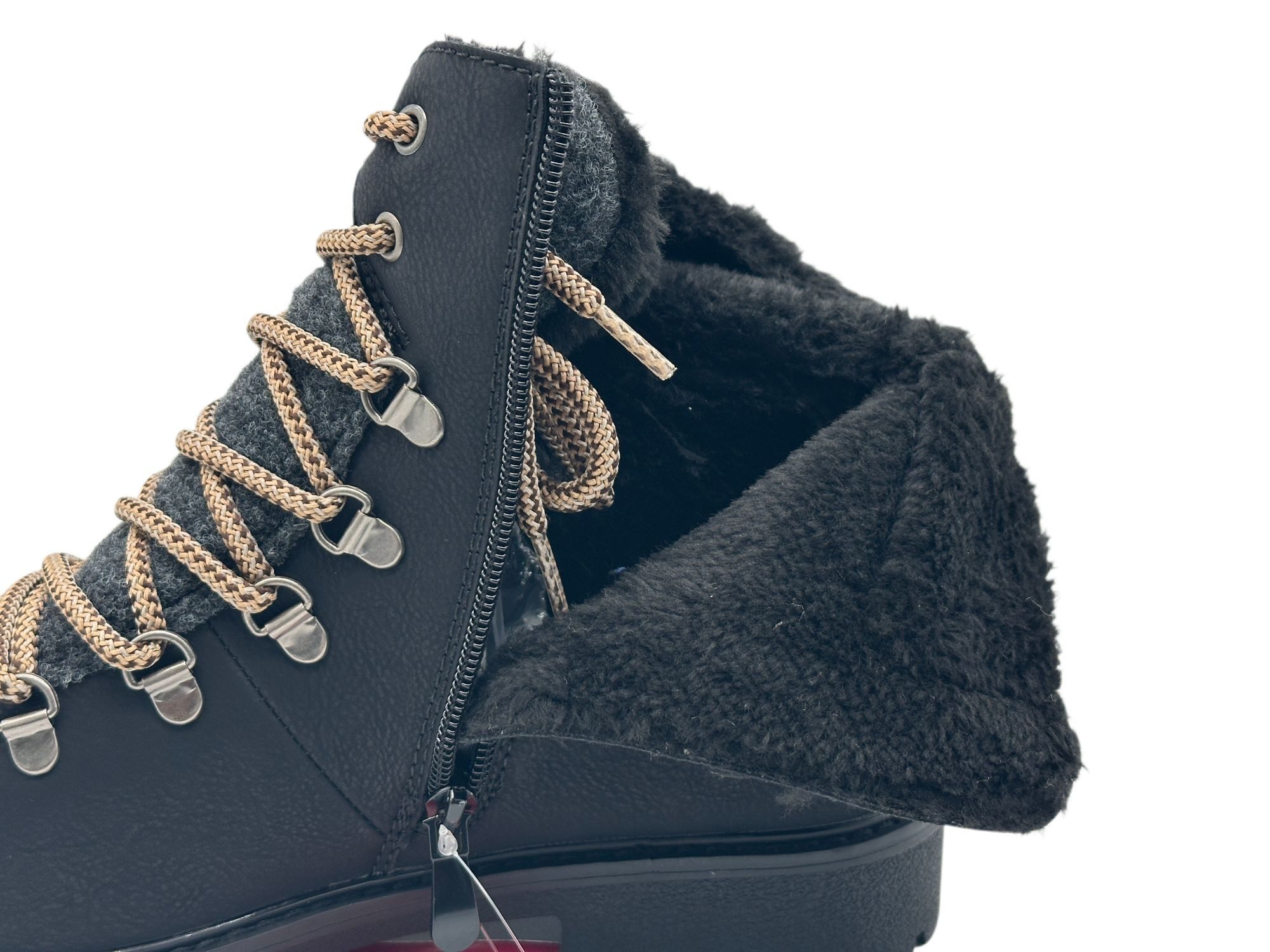 Nowaland Damen Winterboots mit Strickkragen und Profilsohle Westernstiefel Warm gefüttert mit dekorativer Bergsteiger-Schnürung – Bild 5 von 5