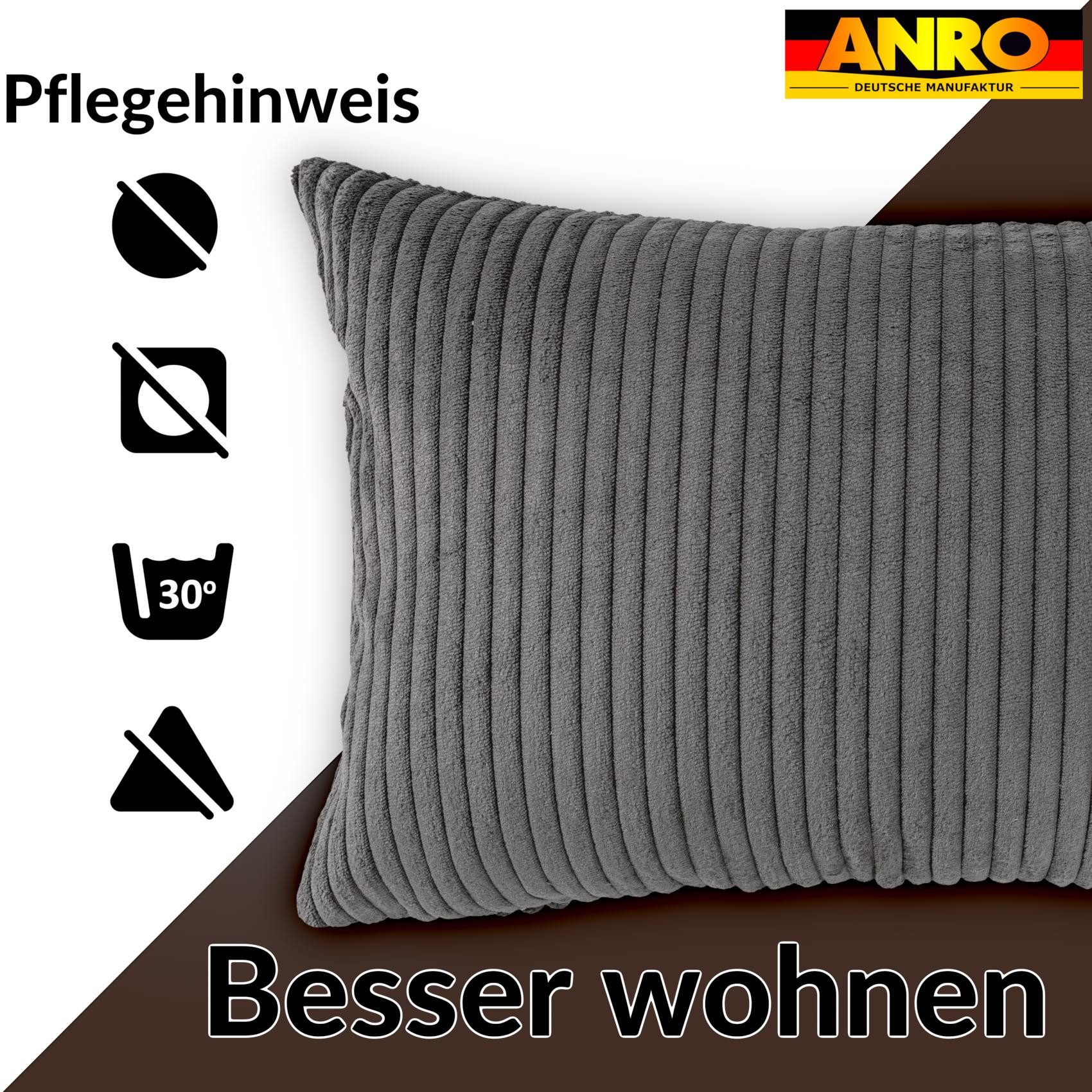 ANRO Dekokissen Kissenhülle MIT oder OHNE Füllung Kissenbezug Zierkissen, Kissenüberzug ohne Füllung Cordsamt 40x40cm Einfarbig Anthrazit – Bild 5 von 5