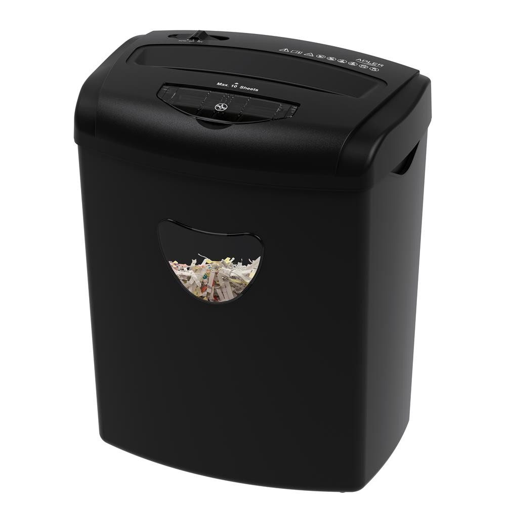 ADLER EUROPE Aktenvernichter AD 1038 P-4 Dokumentenschredder, für Papier, Kreditkarten und CD/DVDs, 10 Blatt, 21 Liter
