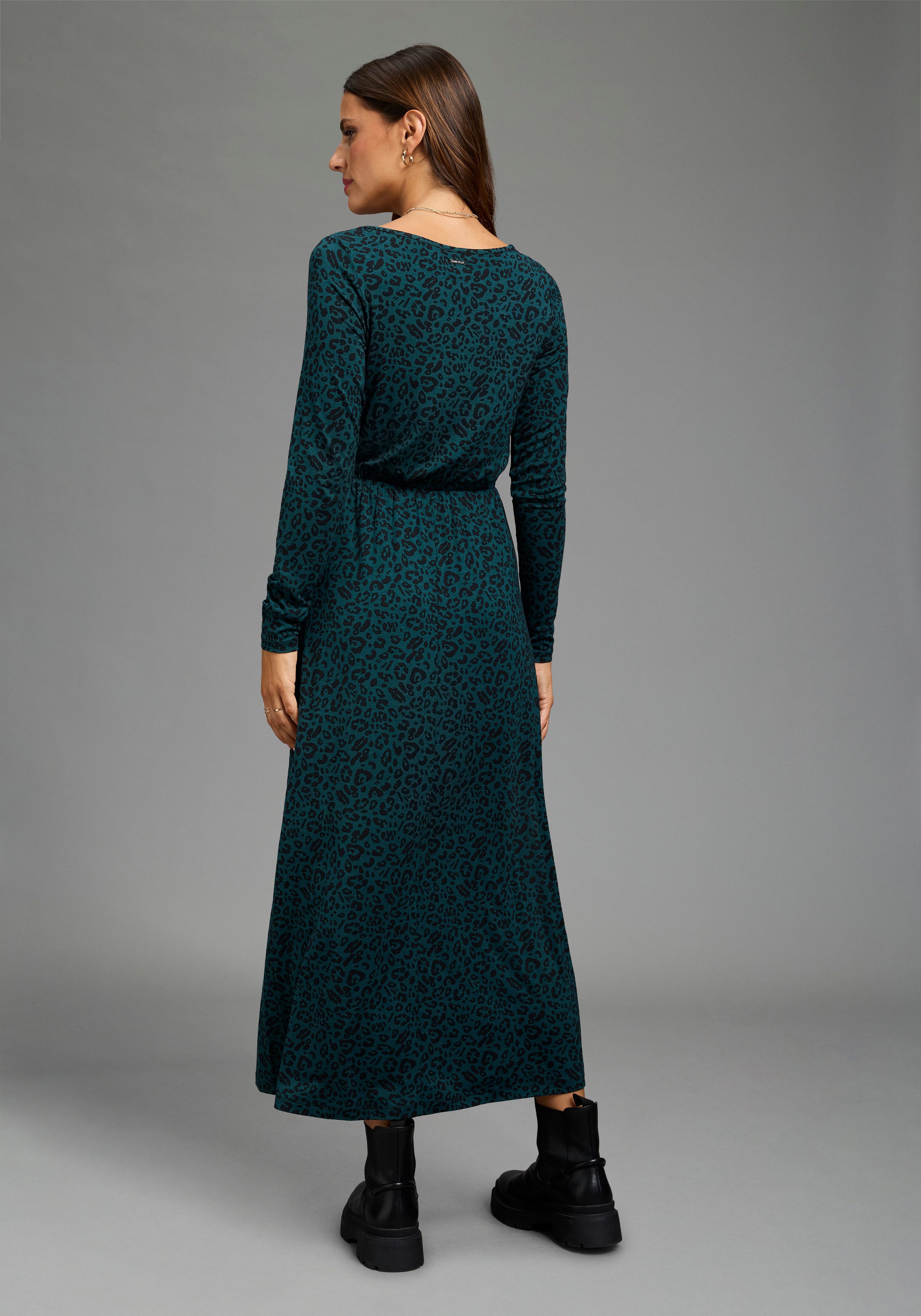 Laura Scott Jerseykleid in Midilänge, aus elastischer Viskosemischung, mit Allover-Druck