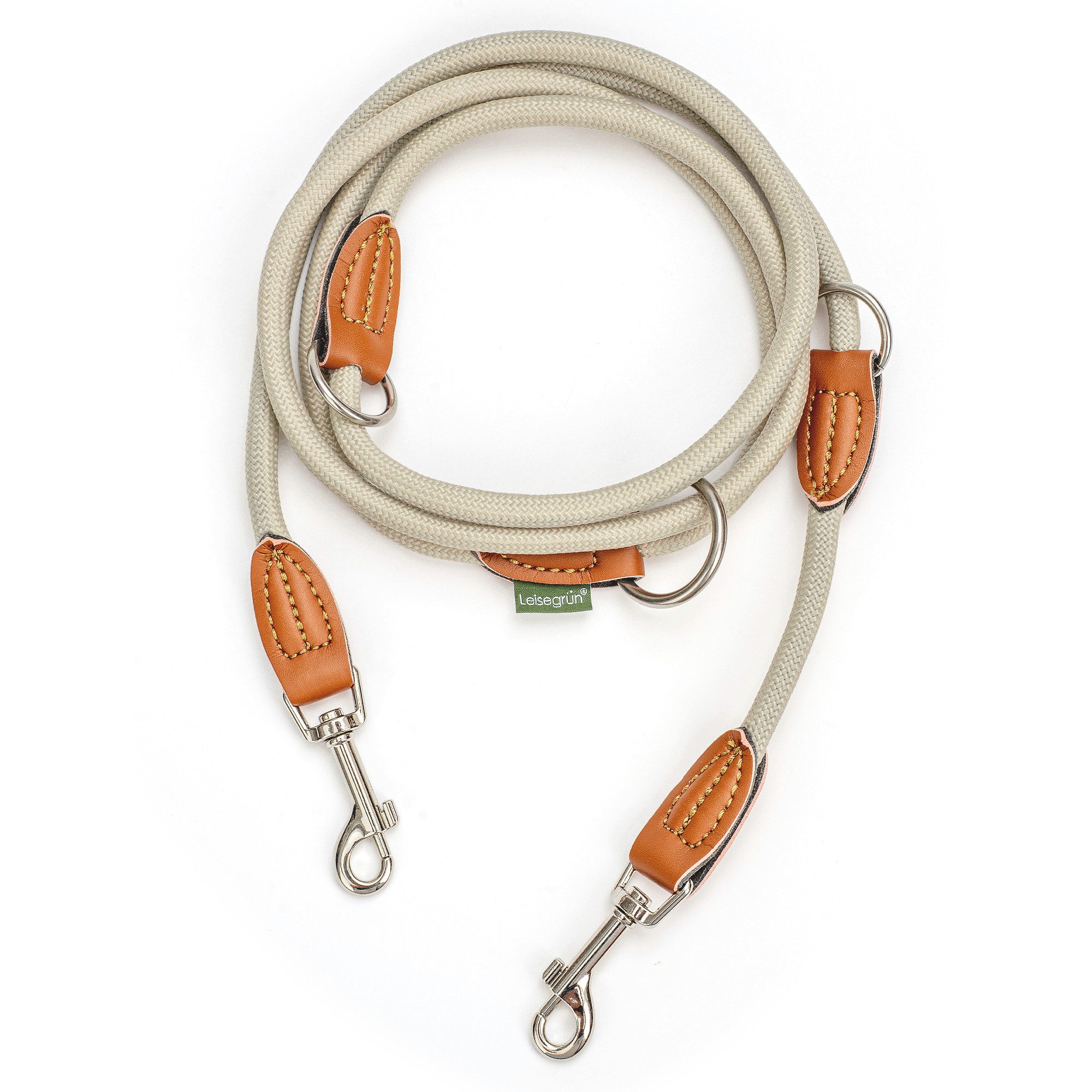 Leisegrün Hundeleine Hundeleine für kleine Hunde, nur 160g leicht, Hundeleine 2m - Sand, Nylon