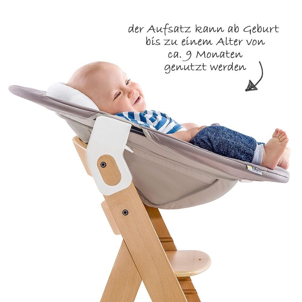 für Geburt, Hochstuhl ab St), - Sitzauflage, Plus Set Newborn Babystuhl Beta Aufsatz Tisch Hauck Natur Neugeborene, Holz (Set, 5