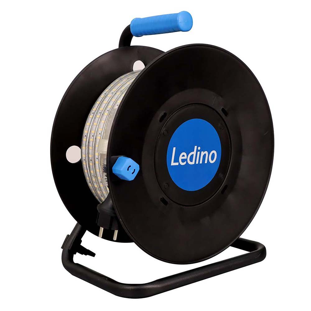 Ledino LED Dekolicht, Leuchtmittel inklusive, Warmweiß, LED Stripe Band Kabeltrommel Metall Weiß L 25 m