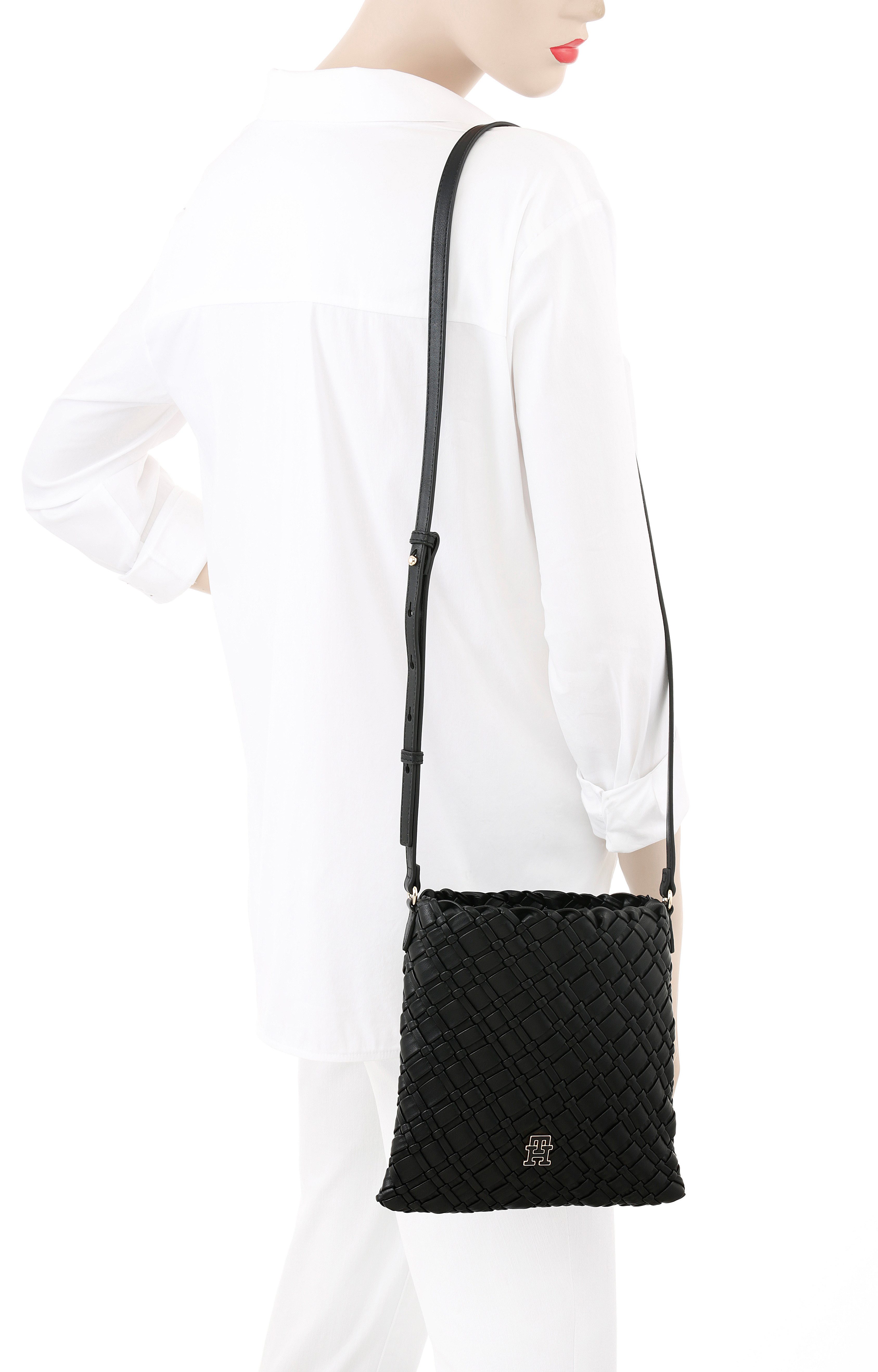 Tommy Hilfiger Umhängetasche TH BRAIDED CROSSOVER, Damen Tragetasche, Schultertasche in modischer Flechtoptik