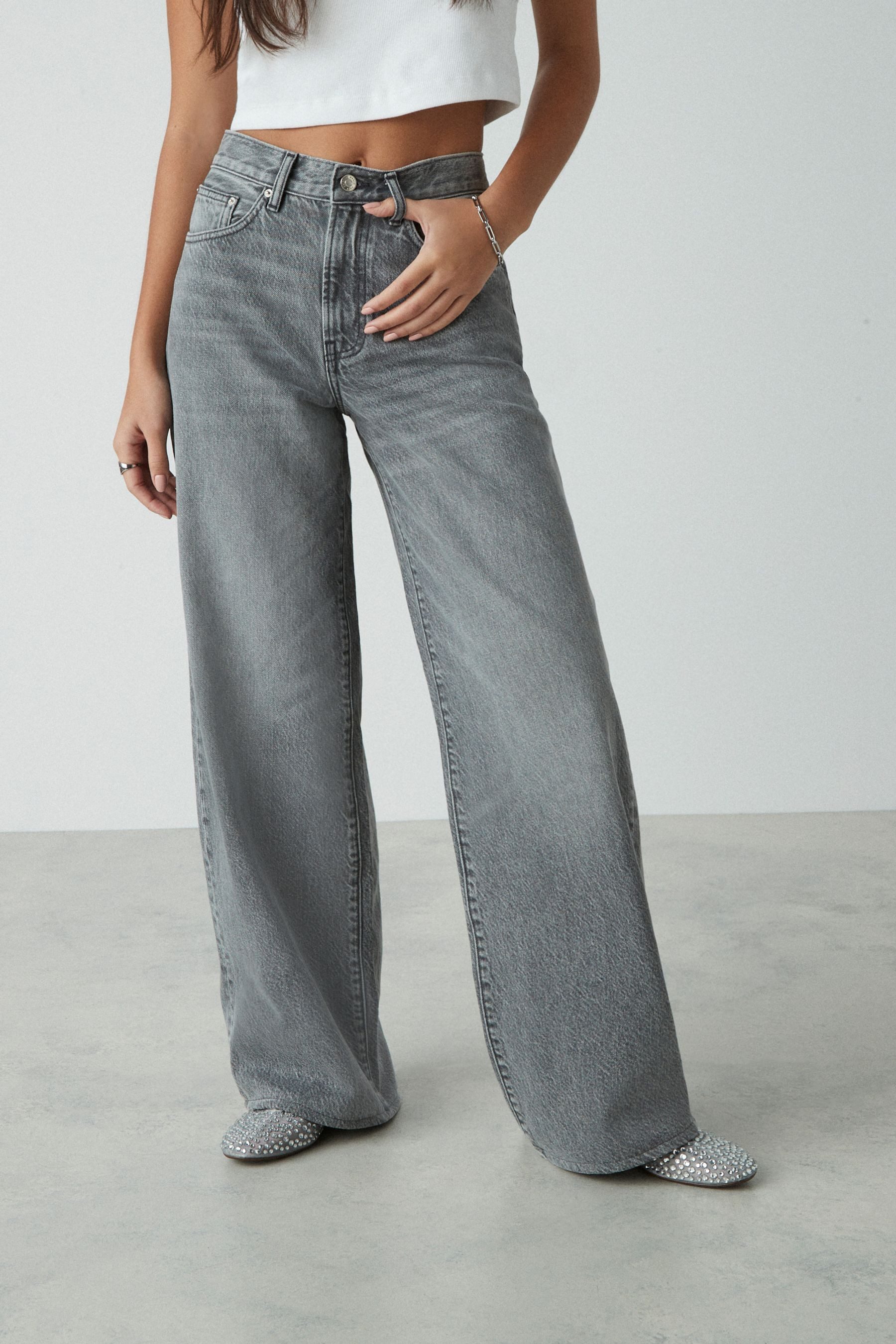 Next Weite Jeans Jeans mit weitem Bein, Kurzgröße (1-tlg)