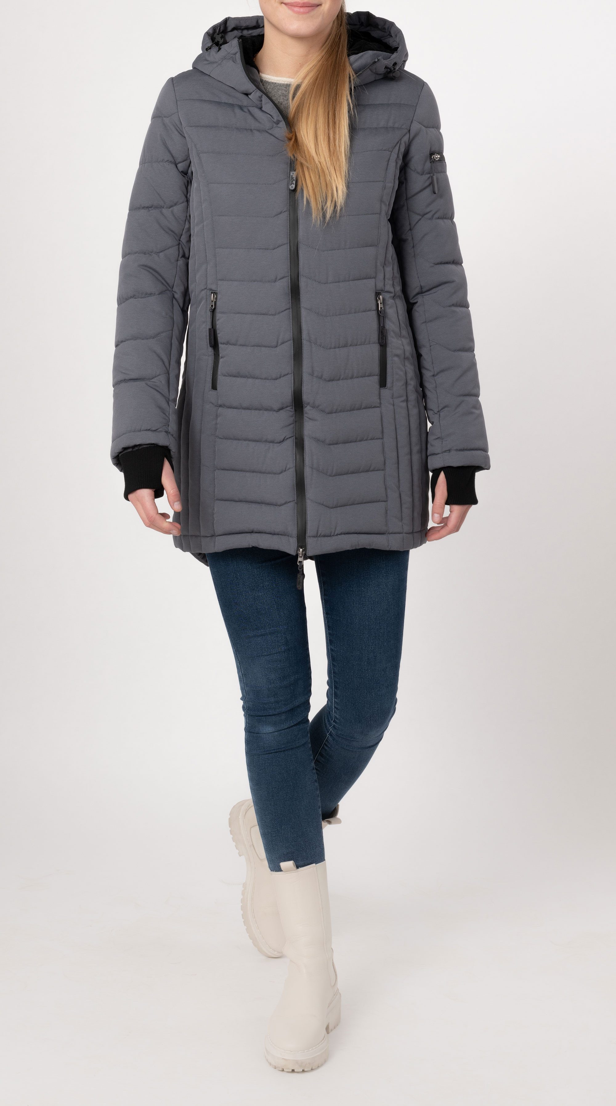 SUBLEVEL Steppjacke Damen Mantel mit Kapuze lange Winter Jacke Langer Parka S-5XL