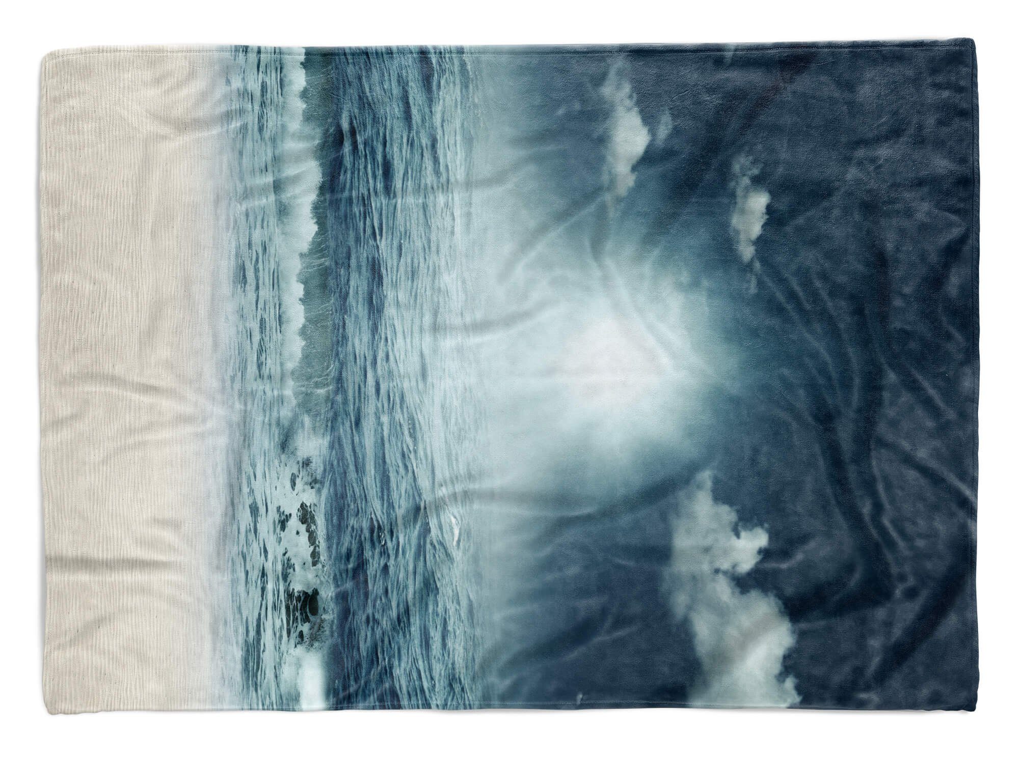 Sinus Art Handtücher Handtuch Strandhandtuch Saunatuch Kuscheldecke mit Fotomotiv Sonne Strand Meer, Baumwolle-Polyester-Mix (1-St), Handtuch