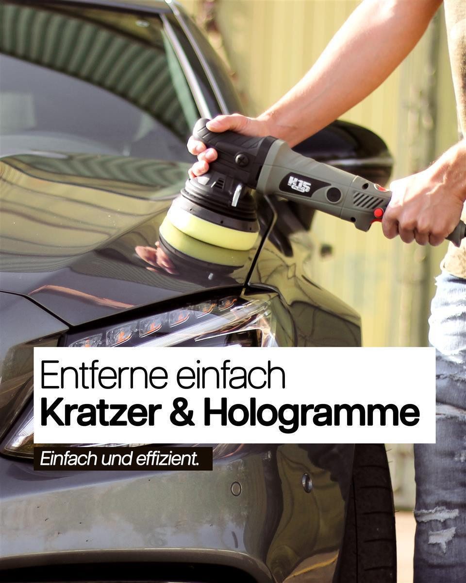 Car care eccentric polisher H15 polishing machine sets, including microfiber cloths and polishing pads