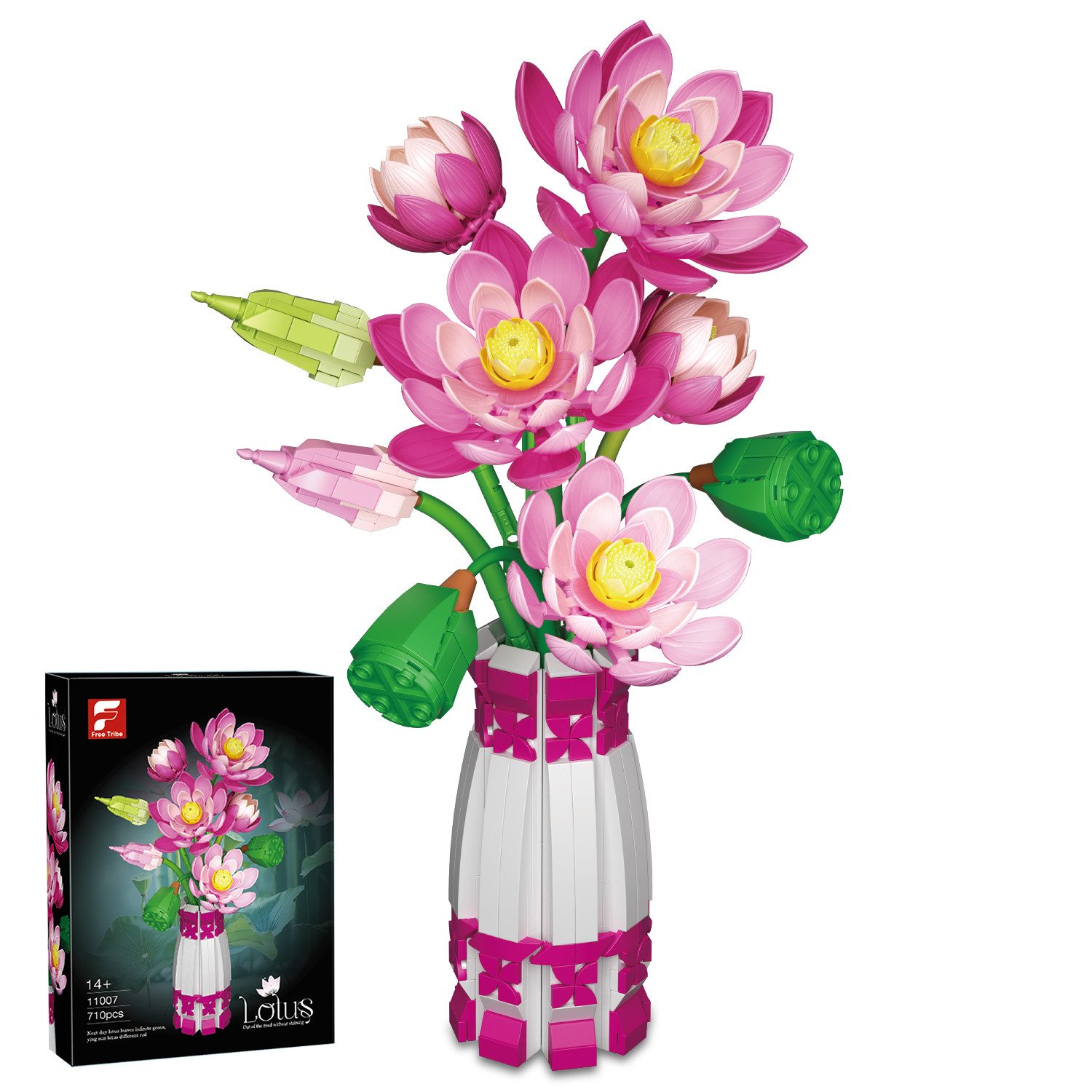 Esun Lotusblumen Botanisches Bauset mit Vase Rosa Künstlicher Lotus Spielba günstig online kaufen