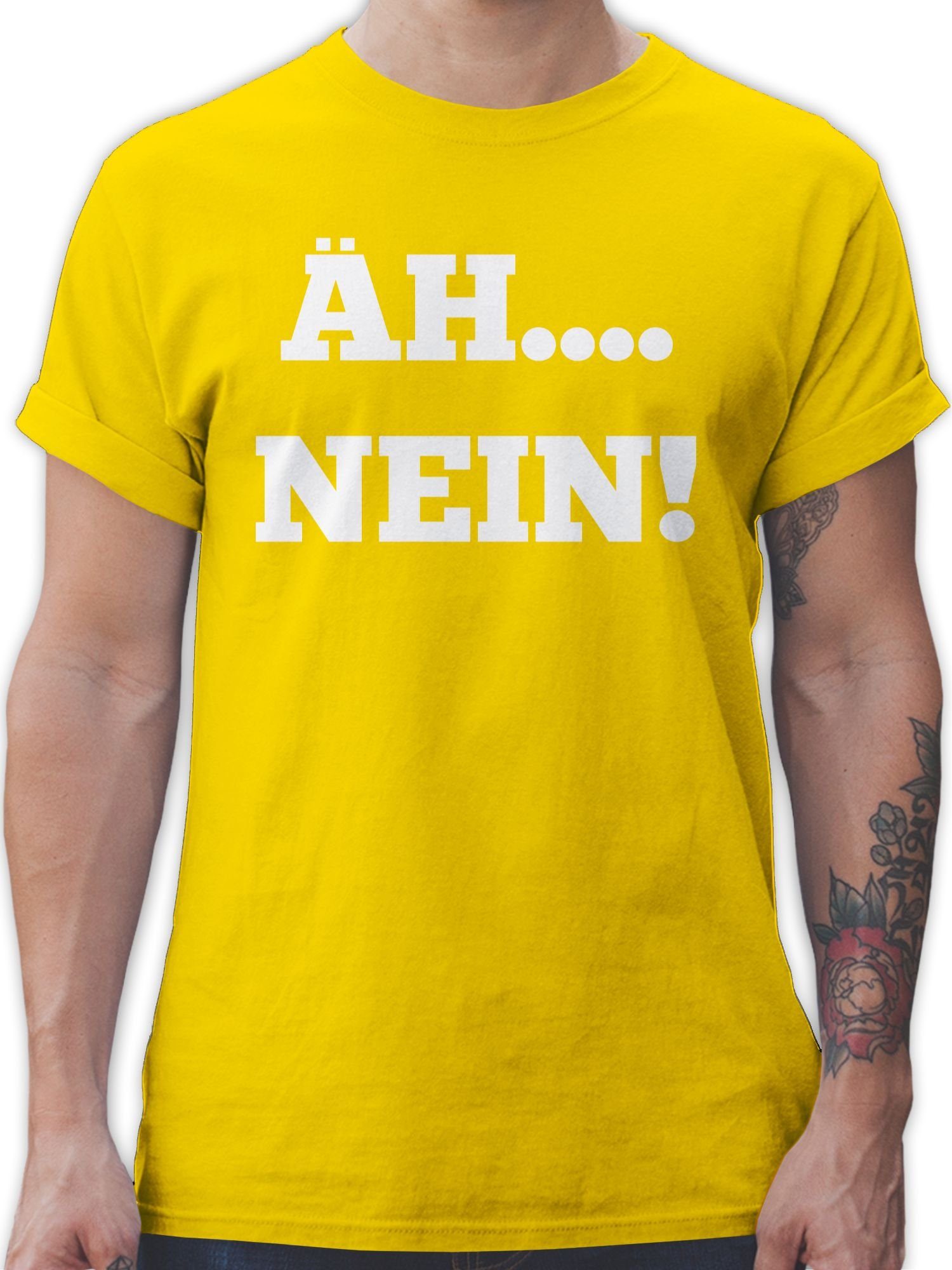 Shirtracer T-Shirt mit 3 Nein! Statement Sprüche Äh.... Spruch Gelb