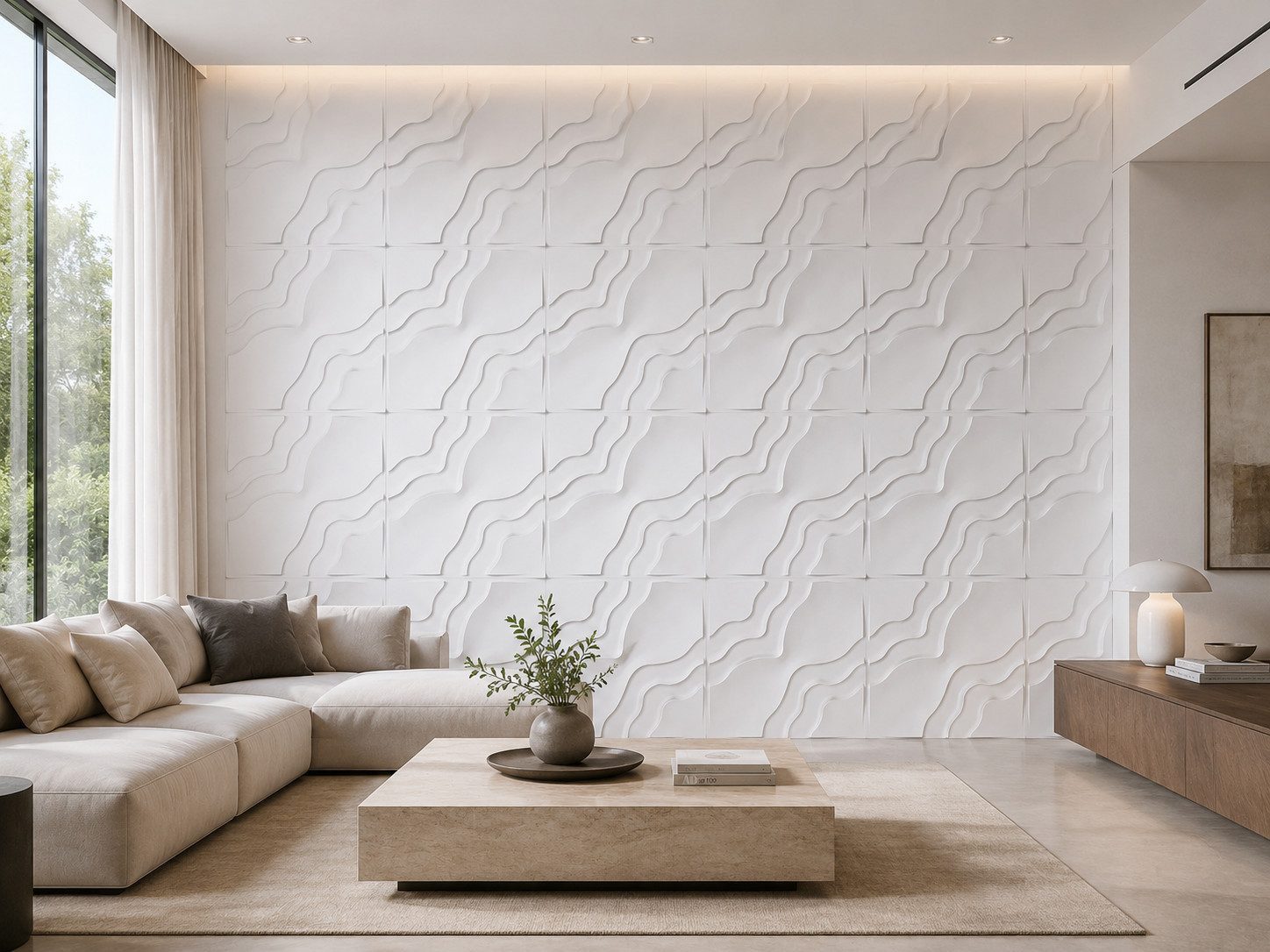 Xlmoebel 3D Wandpaneel Modern Wandverkleidung Geometrisch Welle Muster Deko Sofort, 0,50 qm, (4-tlg) Moderner 3D-Effekt и fühlbare Struktur