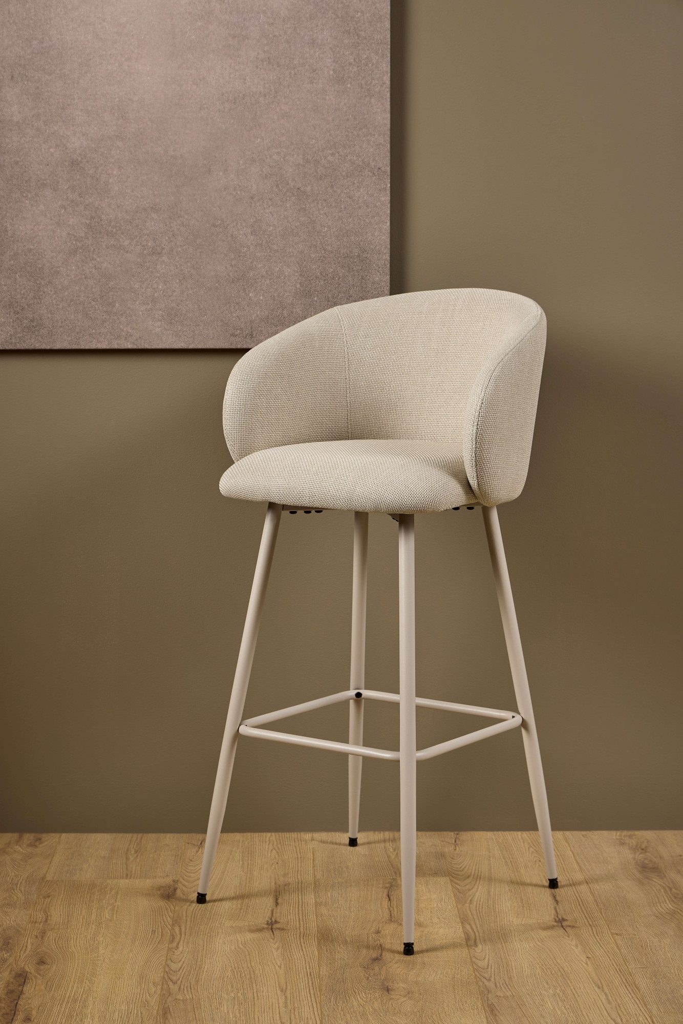 ACTONA GROUP Barhocker Eleanor (Set, 2 St., 2 Stk), Barhocker, Basel beige, Gestell grau rau, 2 Stk