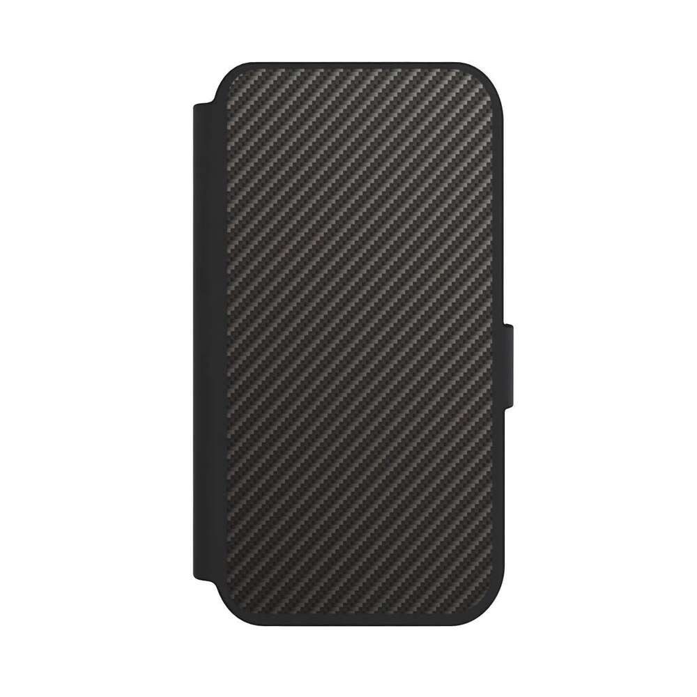 NIVOCASE Handyhülle Metallic Look Muster Carbon Carbon, Apple iPhone 14 Pro Klapphülle Handyhülle aus Kunst Leder