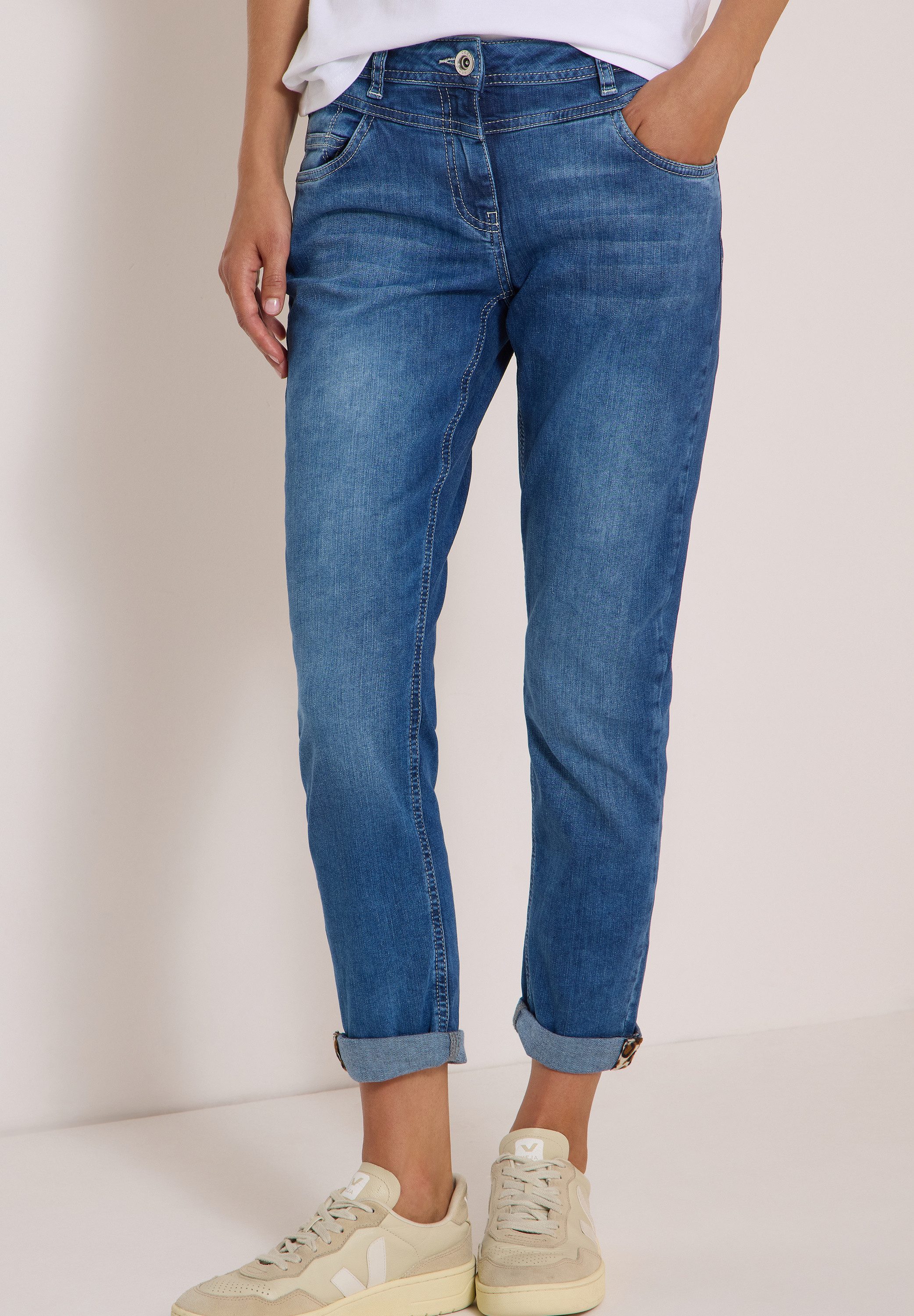 CECIL 5-Pocket-Jeans Style Scarlett mit Turn-Up und Leo-Tape
