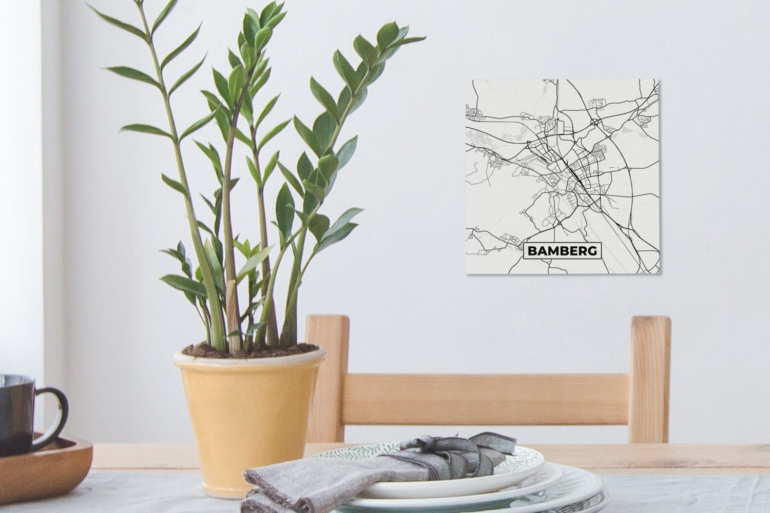 - Stadtplan, (1 für - Leinwandbild Leinwand Wohnzimmer OneMillionCanvasses® Bilder Schlafzimmer Bamberg St), Karte