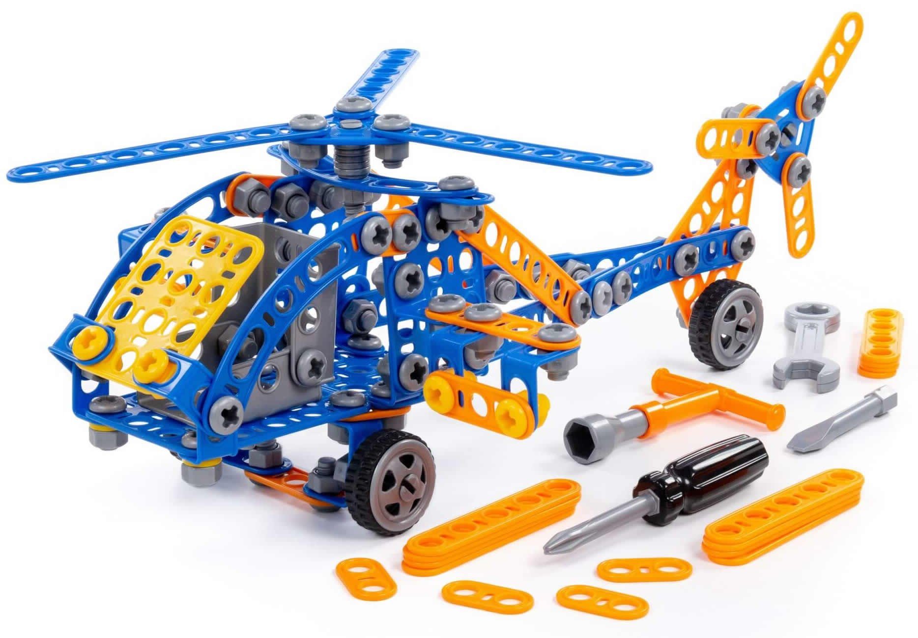 Polesie Konstruktionsset Helikopter 232-tlg mit Bauteilen Werkzeug Anleitung Konstruktions-Spielset, (232 St)