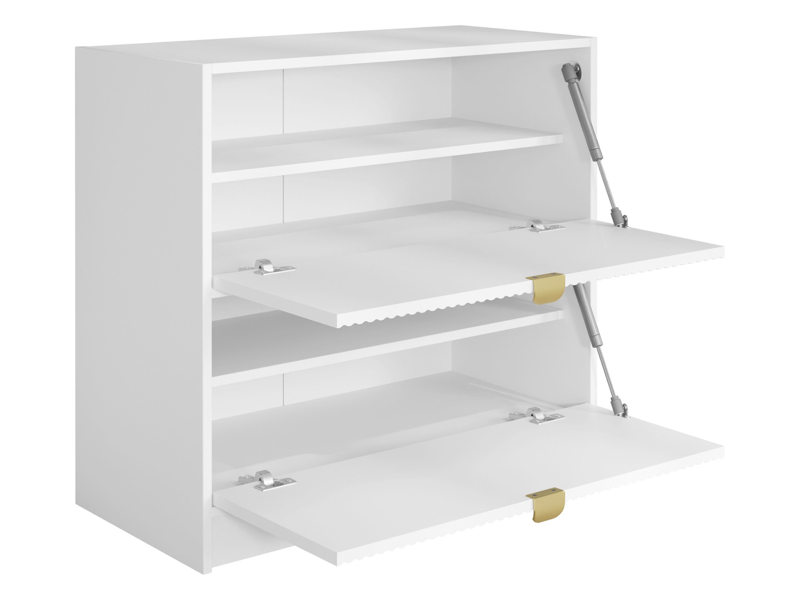 MIRJAN24 Schuhschrank Tireno 2K (mit zwei Klappen) Aluminiumgriffe in der Farbe Gold, 80x40x75 cm