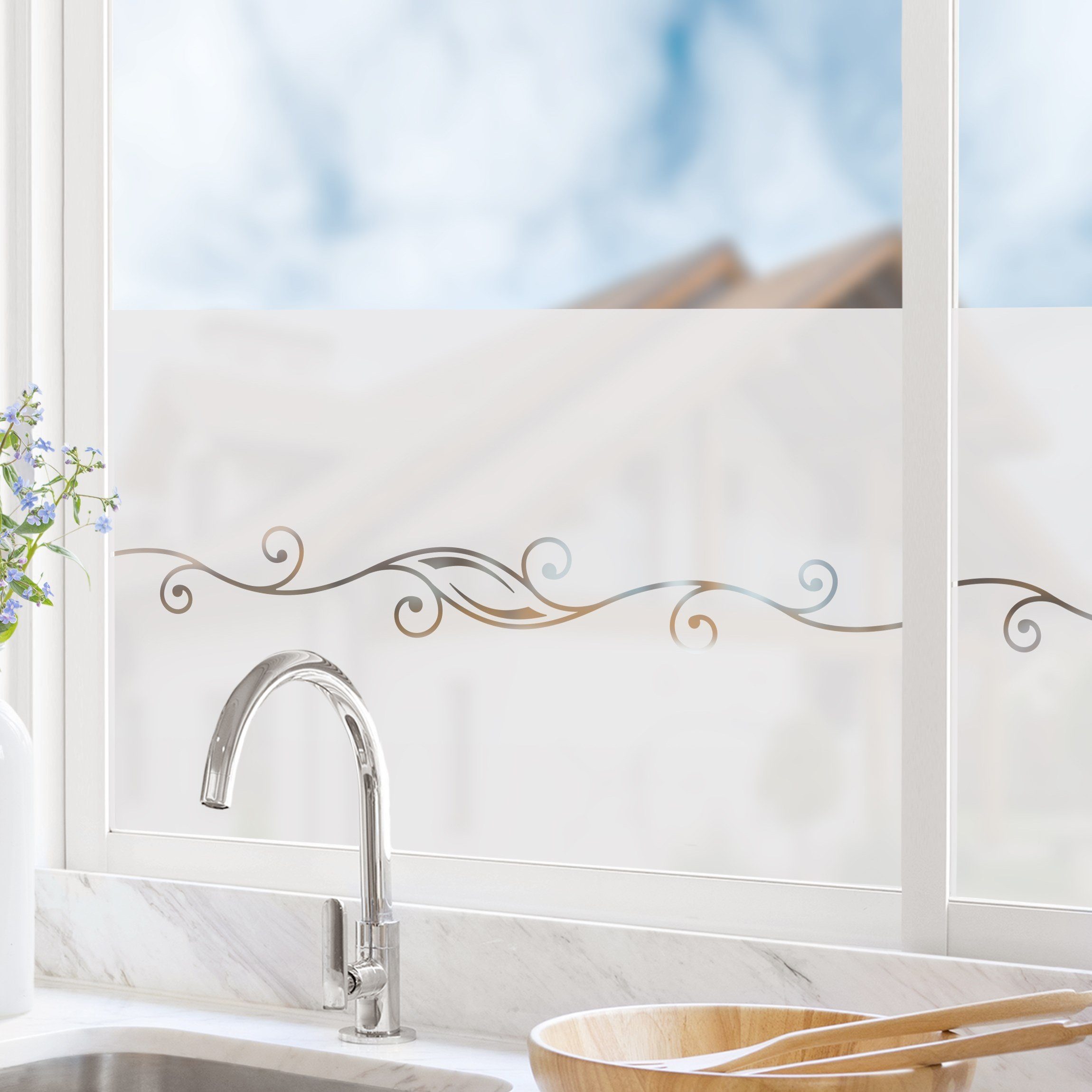 Bilderdepot24 Fensterfolie statisch haftend Motiv Fensterdeko Ornament II Muster, blickdicht, Innen Fenster Tür Balkontür Küche Badezimmer Wohnzimmer Schlafzimmer