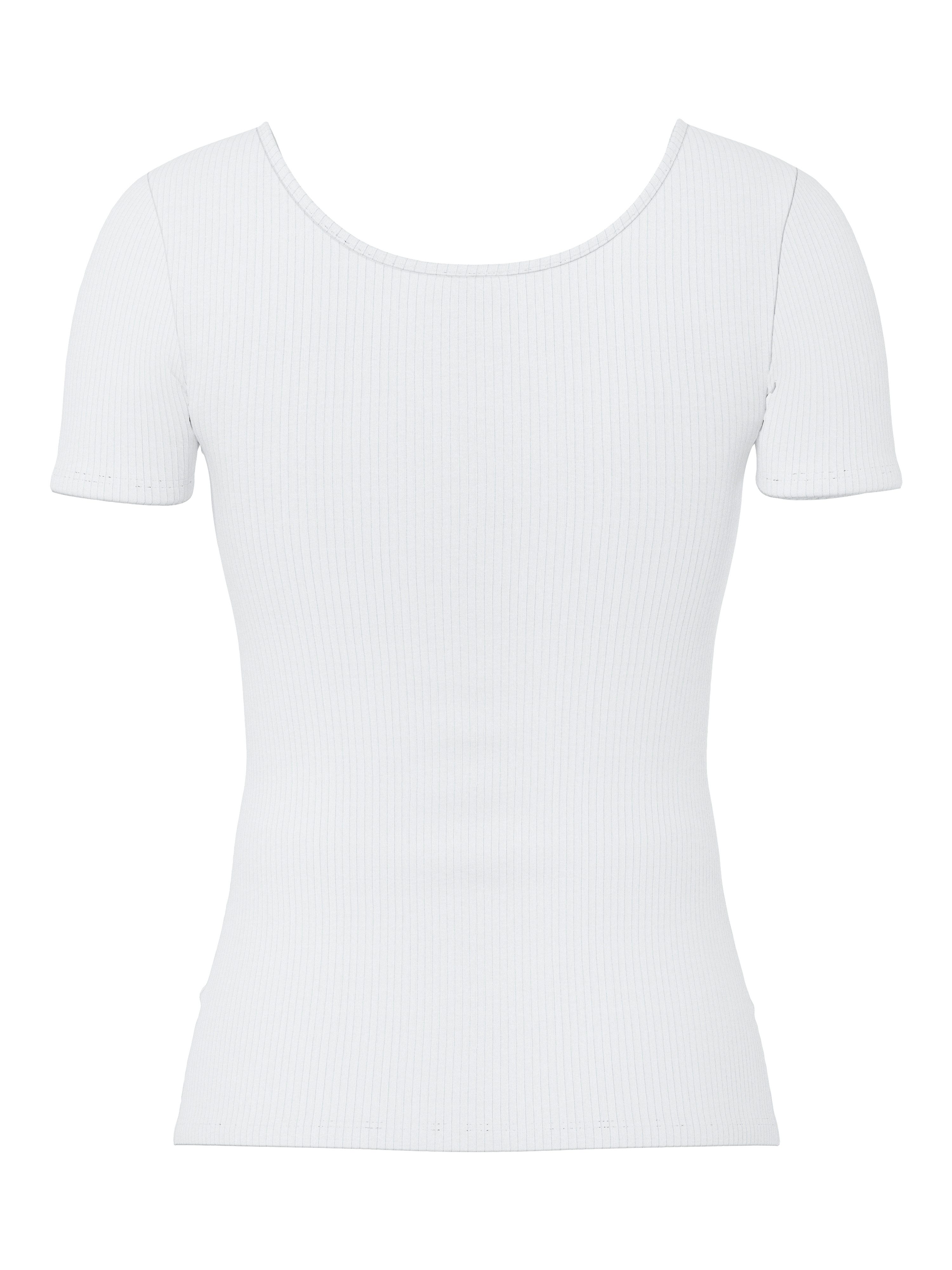 pieces Kurzarmshirt PCKITTE SS TOP NOOS BC Baumwollmischung, slim fit