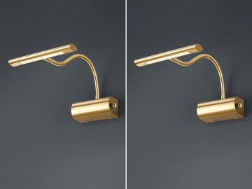 meineWunschleuchte LED Bilderleuchte, Dimmer, LED fest integriert, Warmweiß, innen, Bilderleuchte Bildbeleuchtung Flexarm dimmbar, Gold-en H 35cm