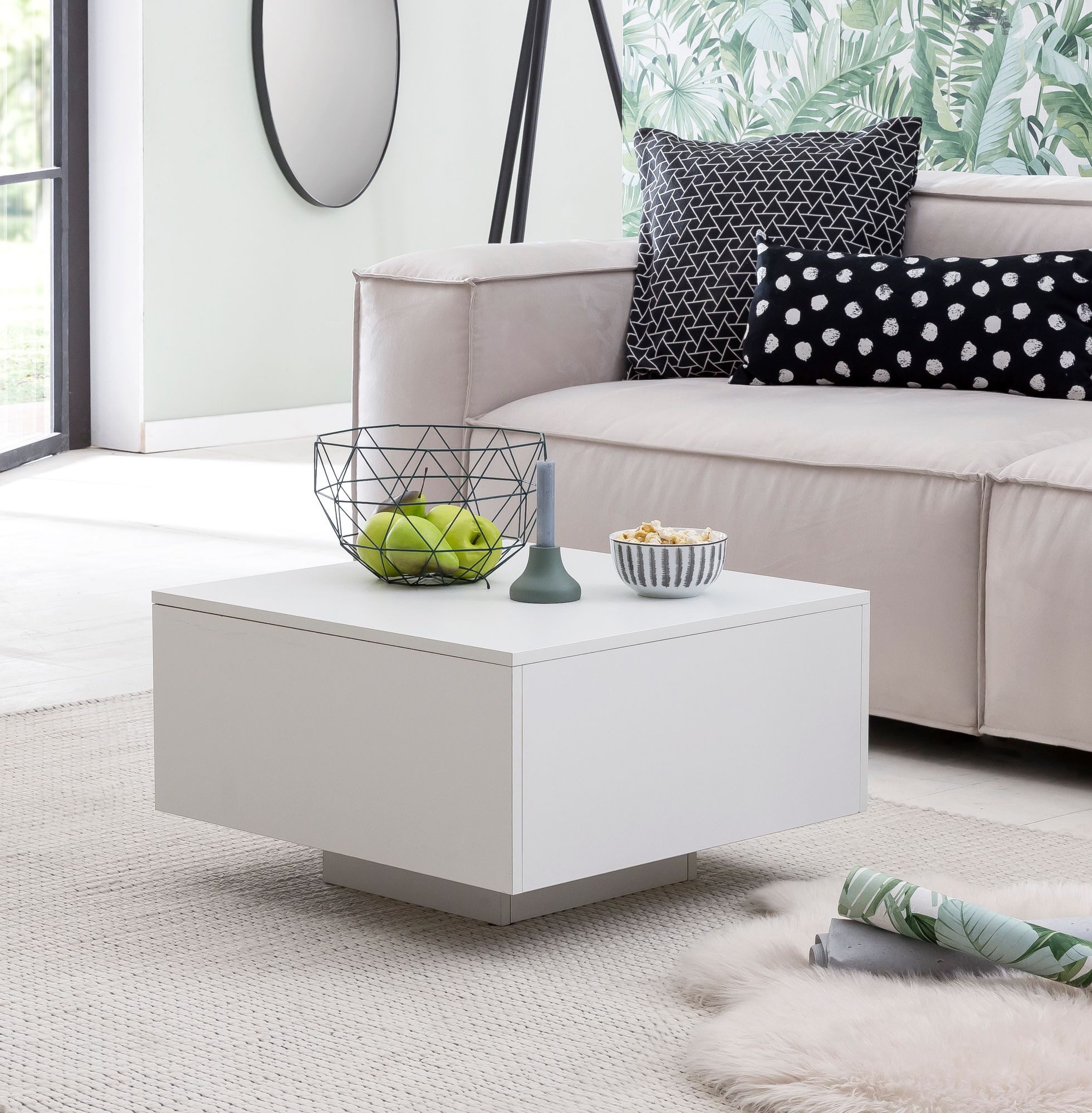 FINEBUY Couchtisch FB51831 Weiß 60 x 60 cm Wohnzimmertisch Beistelltisch Qu günstig online kaufen