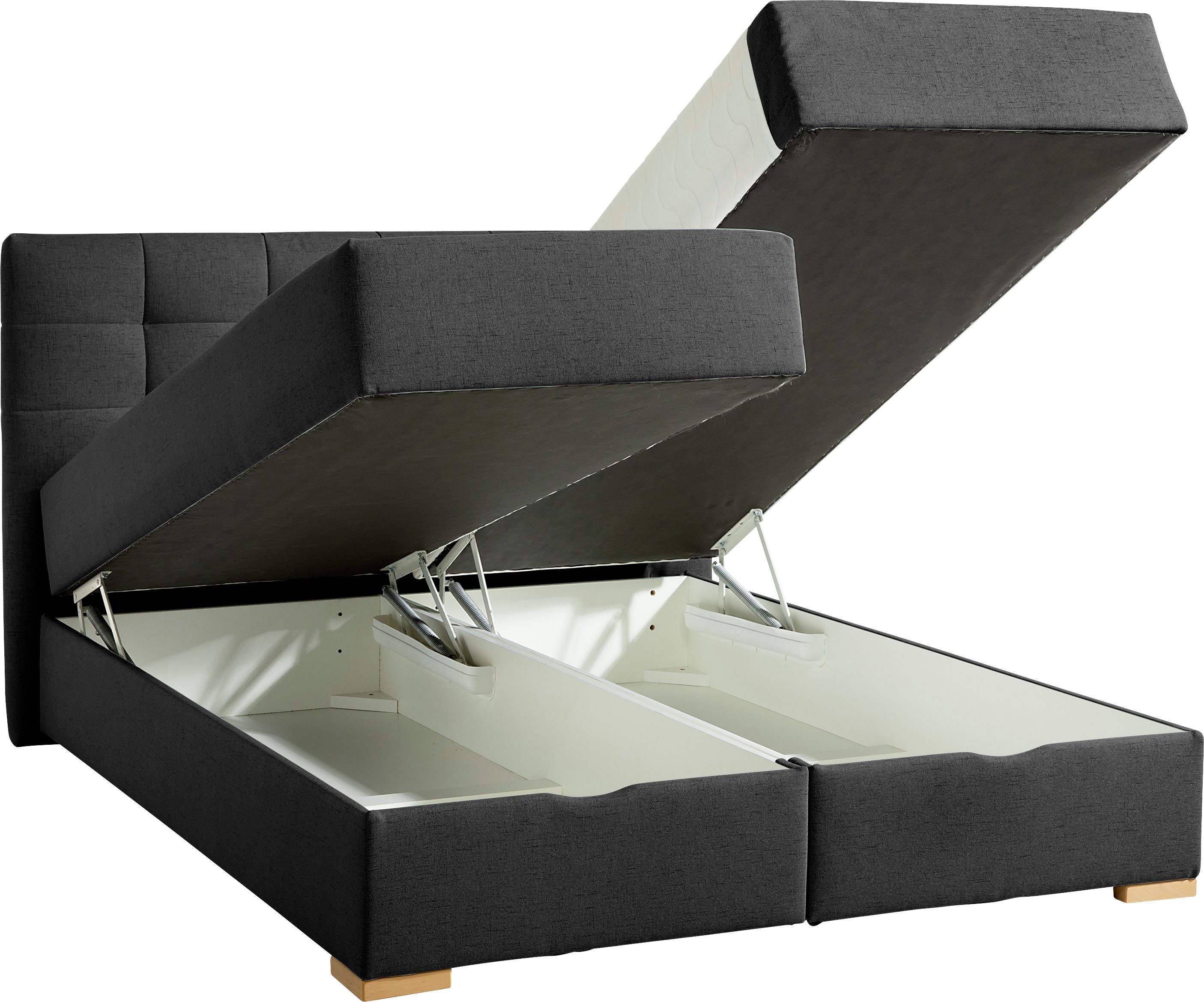 Home affaire Boxbett Olivet mit Bettkasten, in 4 Farben, 4 Breiten, 2 Matratzenarten, auch in Überlänge 220 cm