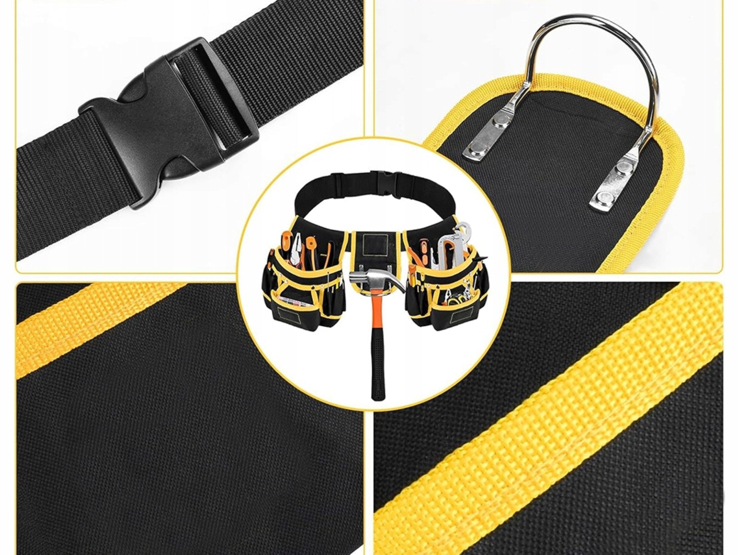Verkgroup Werkzeughalter Werkzeuggürtel 22 Taschen Hammerhalter Montagegürtel bis 120 cm, Werkzeuggürtel Set mit Werkzeugtaschen und Hammerhalter, 1x Werkzeuggü – Bild 4 von 5