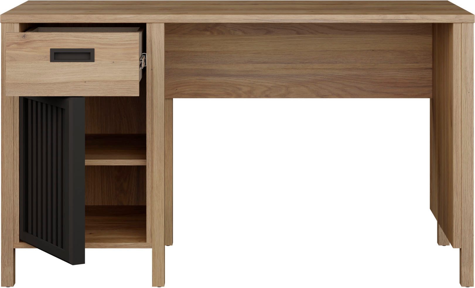 FORTE Schreibtisch Jytana, B/H/T 125/72,3/56,5 cm, Lamellenfront – Bild 4 von 5