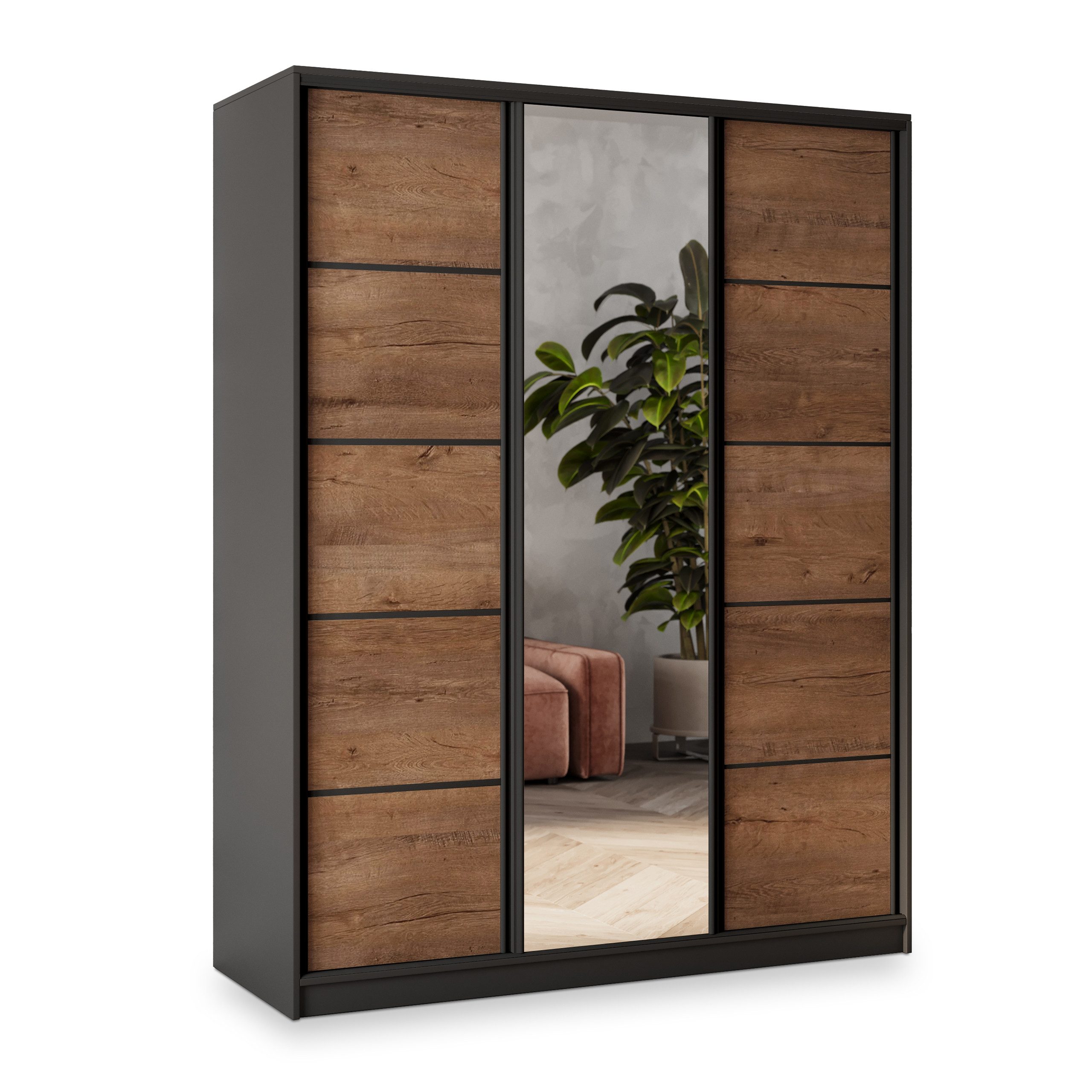 Masseno Schwebetürenschrank NATA Kleiderschrank mit Spiegel und Schubladen günstig online kaufen