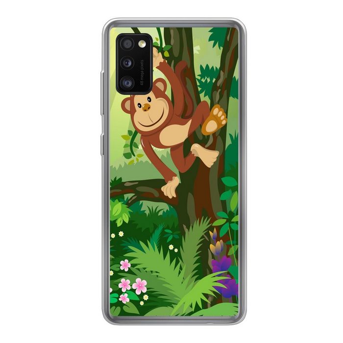 MuchoWow Handyhülle Affe - Dschungel - Jungen - Mädchen - Blumen - Kinder Handyhülle Samsung Galaxy A41 Smartphone-Bumper Print Handy
