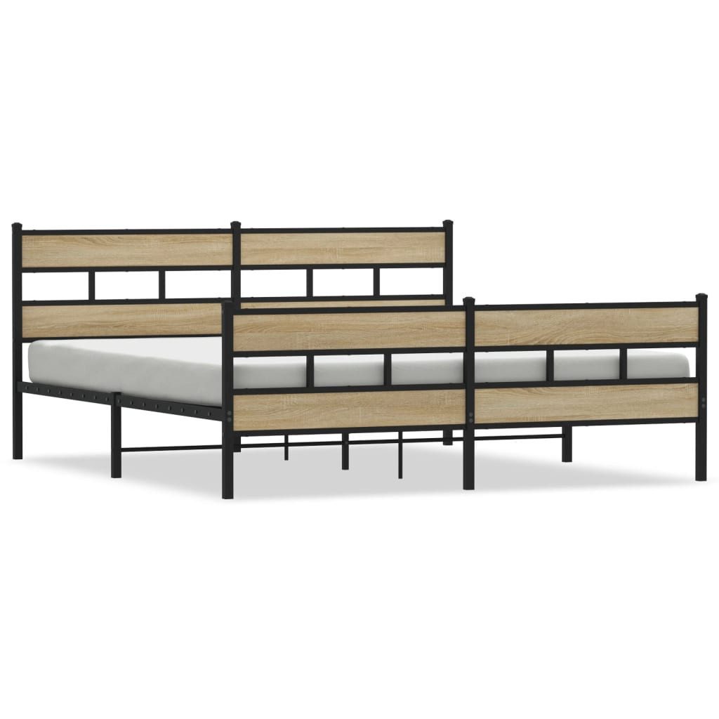 vidaXL Bett Metallbett ohne Matratze Sonoma-Eiche günstig online kaufen