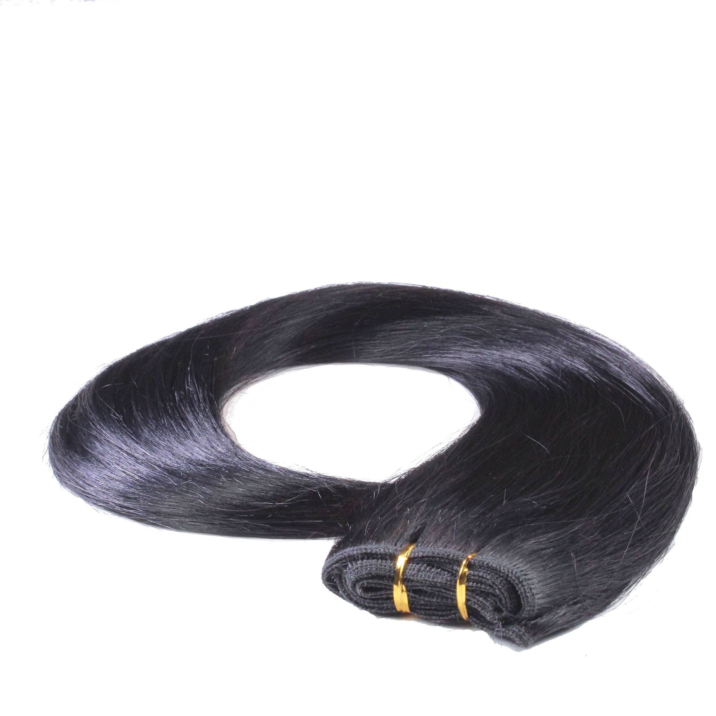 hair2heart Echthaar-Extension Glatte Echthaartresse #2/0 Schwarz 60cm