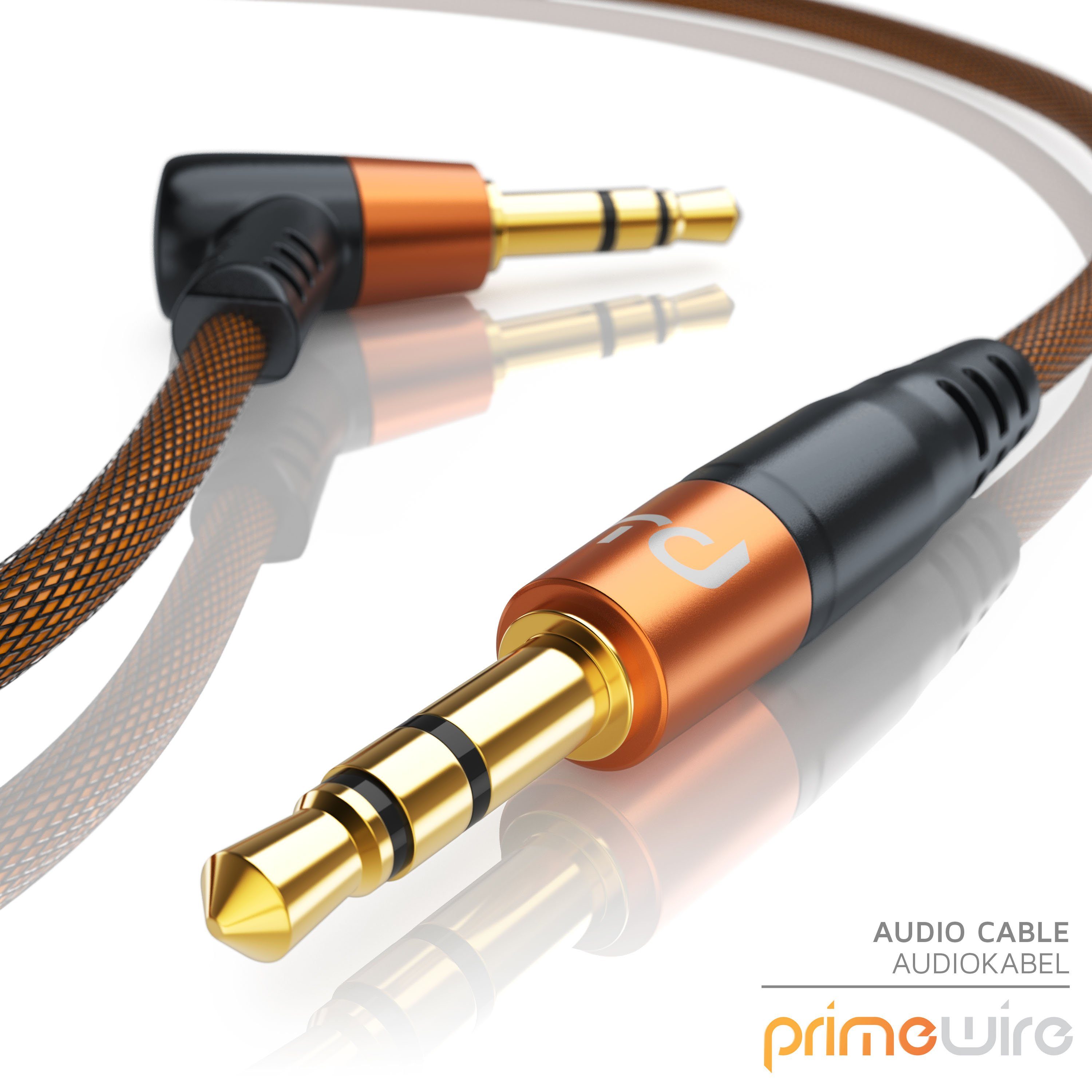 Primewire Audio-Kabel, AUX, 3,5-mm-Klinke (200 cm), gewinkeltes HiFi Stereo Klinkenkabel / Verbindungskabel - 2m