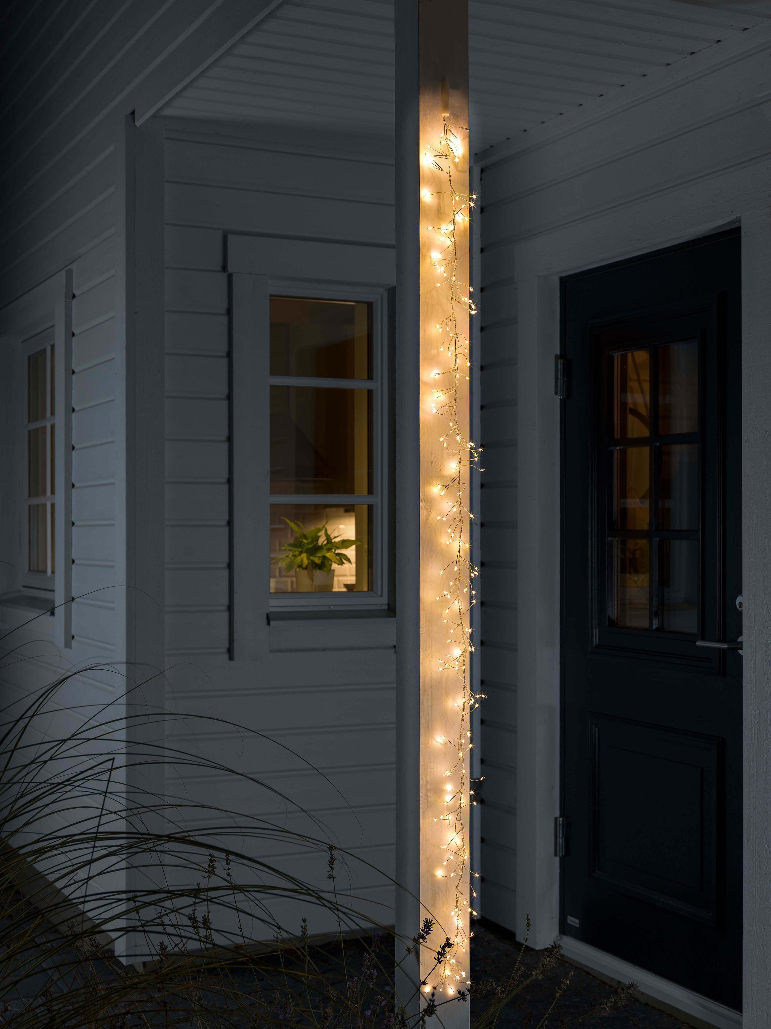LED-Lichterkette Aufroller, Dioden Weihnachtsdeko mit Büschellichterkette 200-flammig, Cluster, aussen, KONSTSMIDE 200 LED Micro