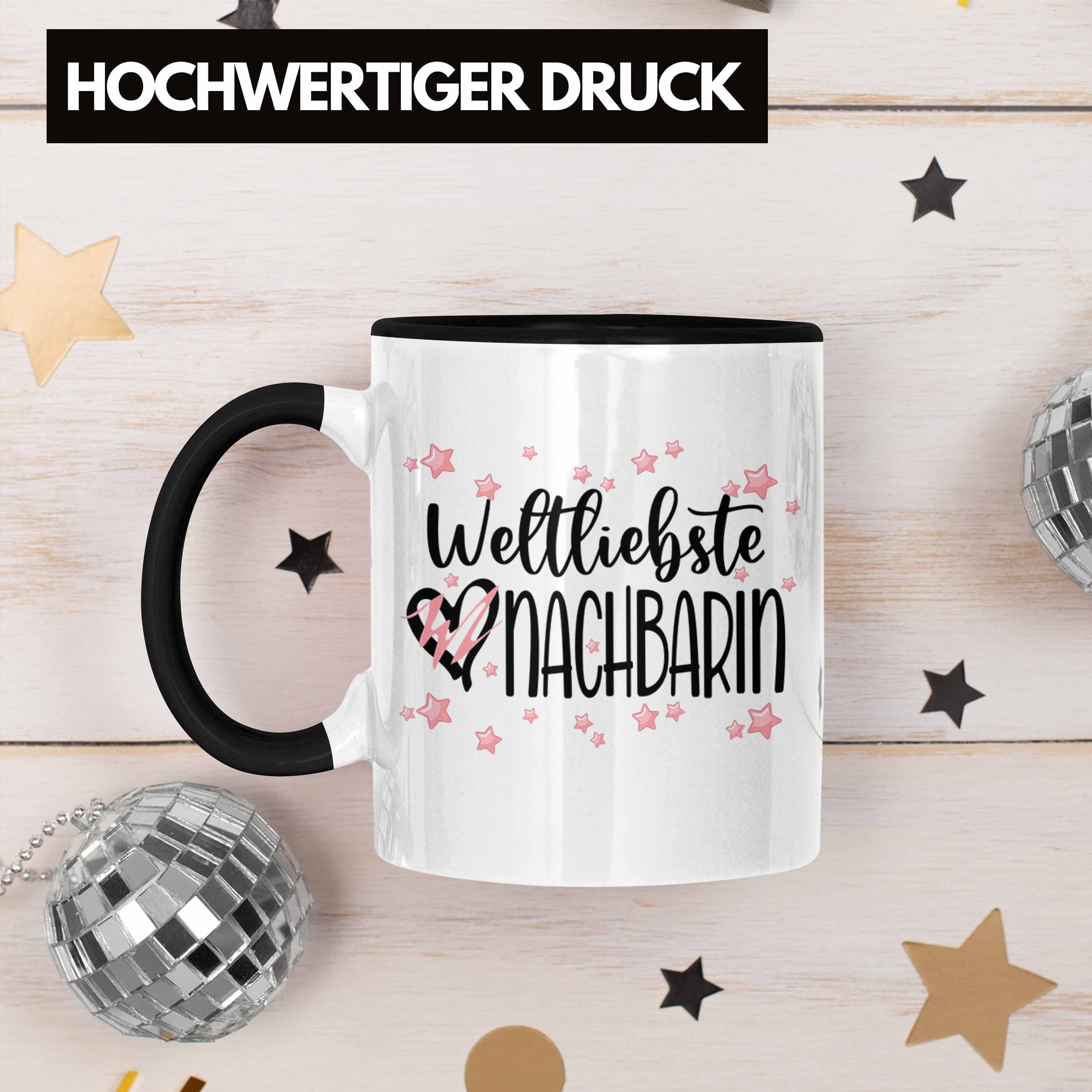 Trendation Tasse Geschenk Nachbarin Freundin Nachbarin Tasse Lieblings Abschiedsgeschenk Geburtstag - Nachbarin Schwarz Weltliebste Geschenkidee Beste Trendation Abschied