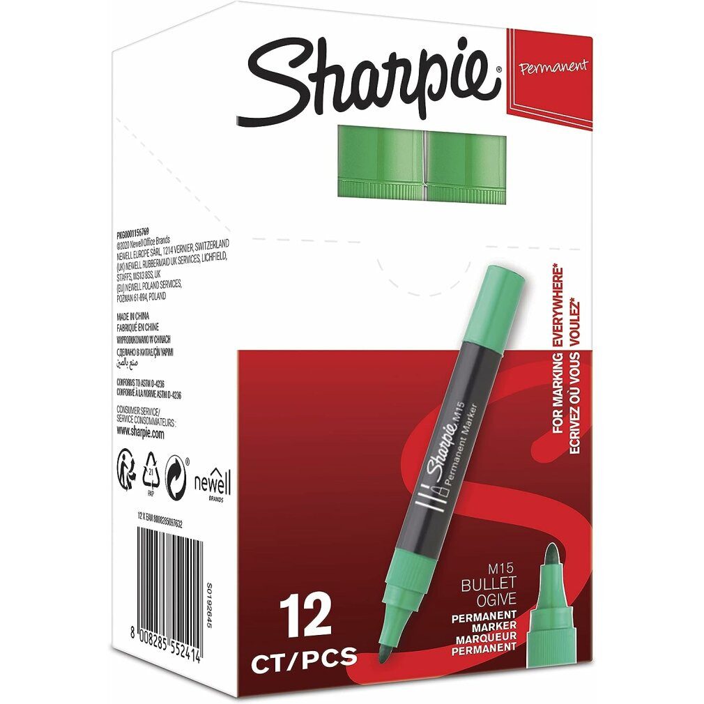 Sharpie Маркеры Dauermarker M15 grün 12 Stück
