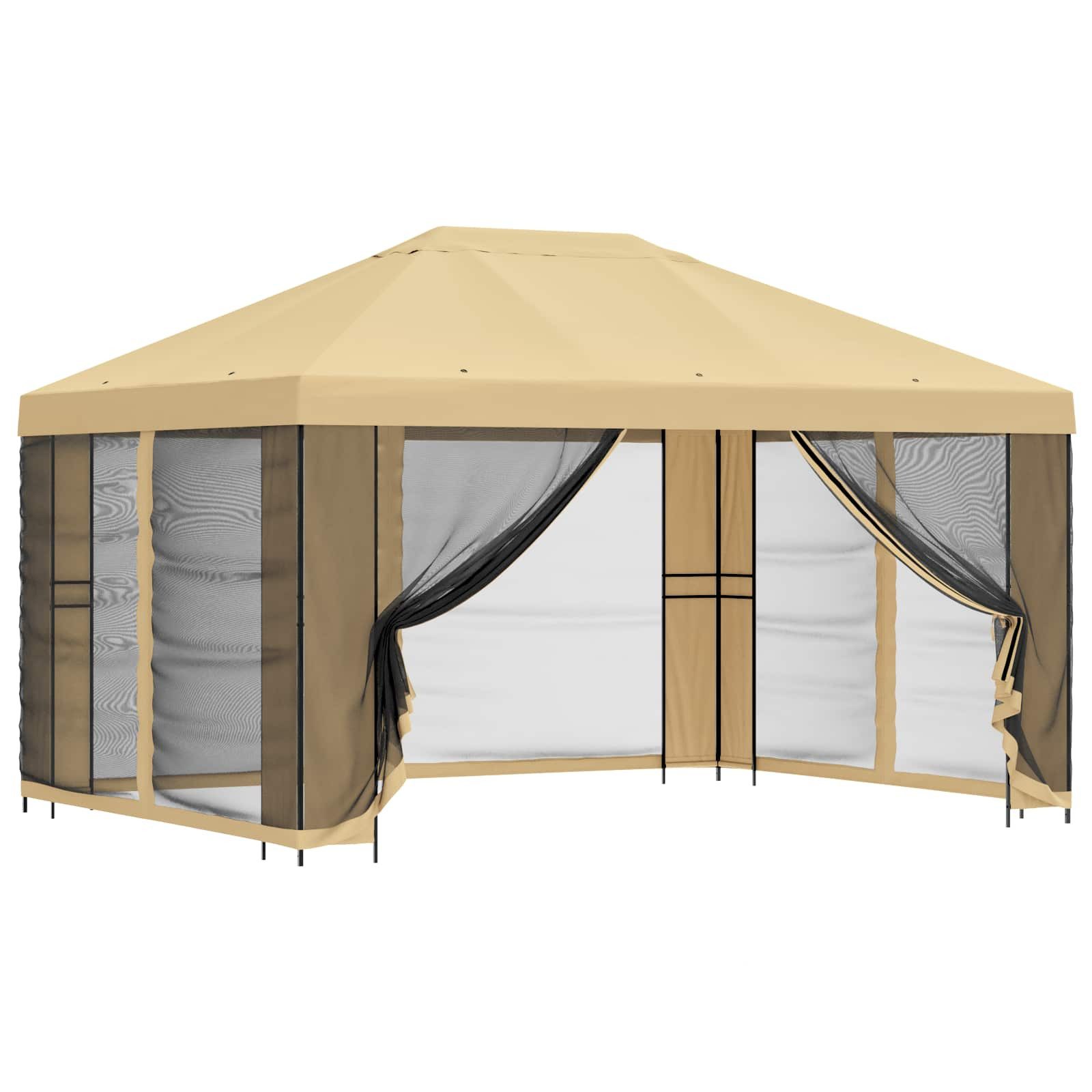 vidaXL Partyzelt Garten Pavillon mit Seitenwänden 4 x 3 m Creme