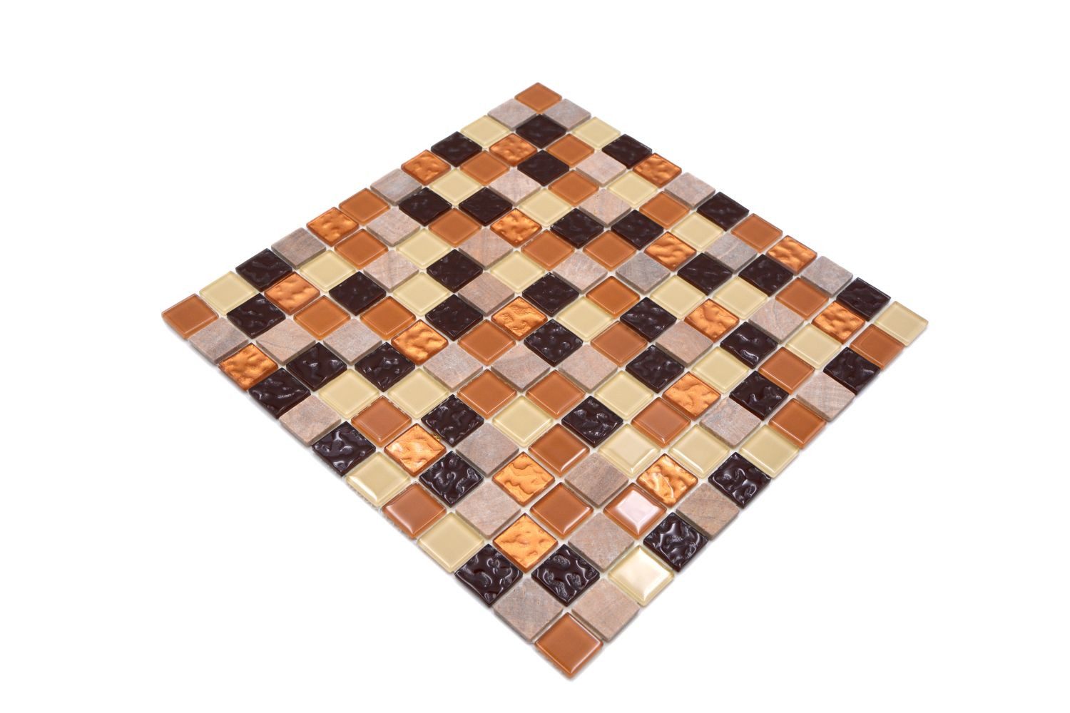 Mosani Mosaikfliesen selbst­kle­bende Naturstein Glas Fliesen 30x30 cm Fliesenaufkleber, Beige Braun Gold, Spritzwasserbereich geeignet, Küchenrückwand Spritzschutz