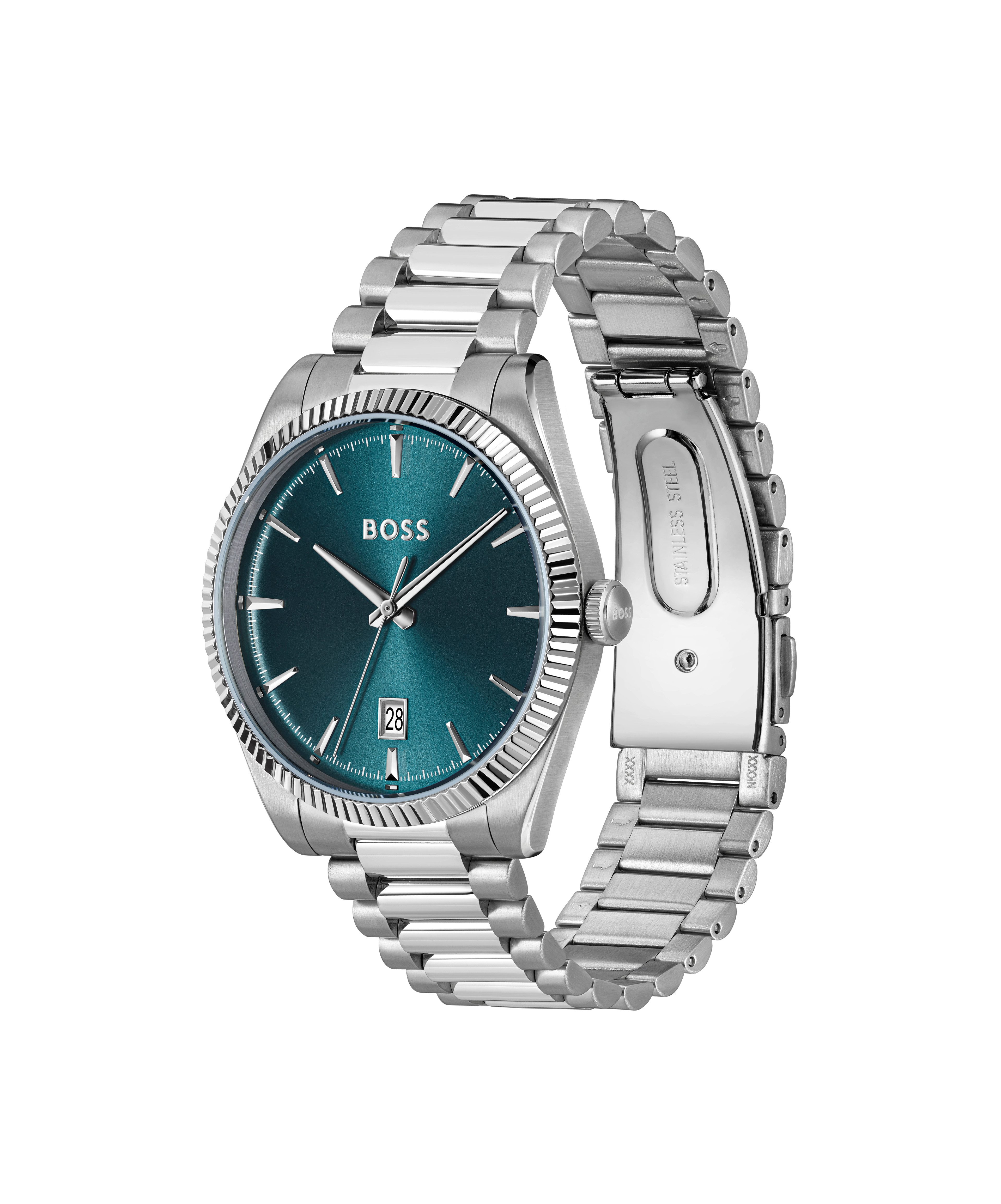 BOSS Quarzuhr CHESWICK 1514309, Armbanduhr, Herrenuhr, Edelstahlarmband, analog, Tag