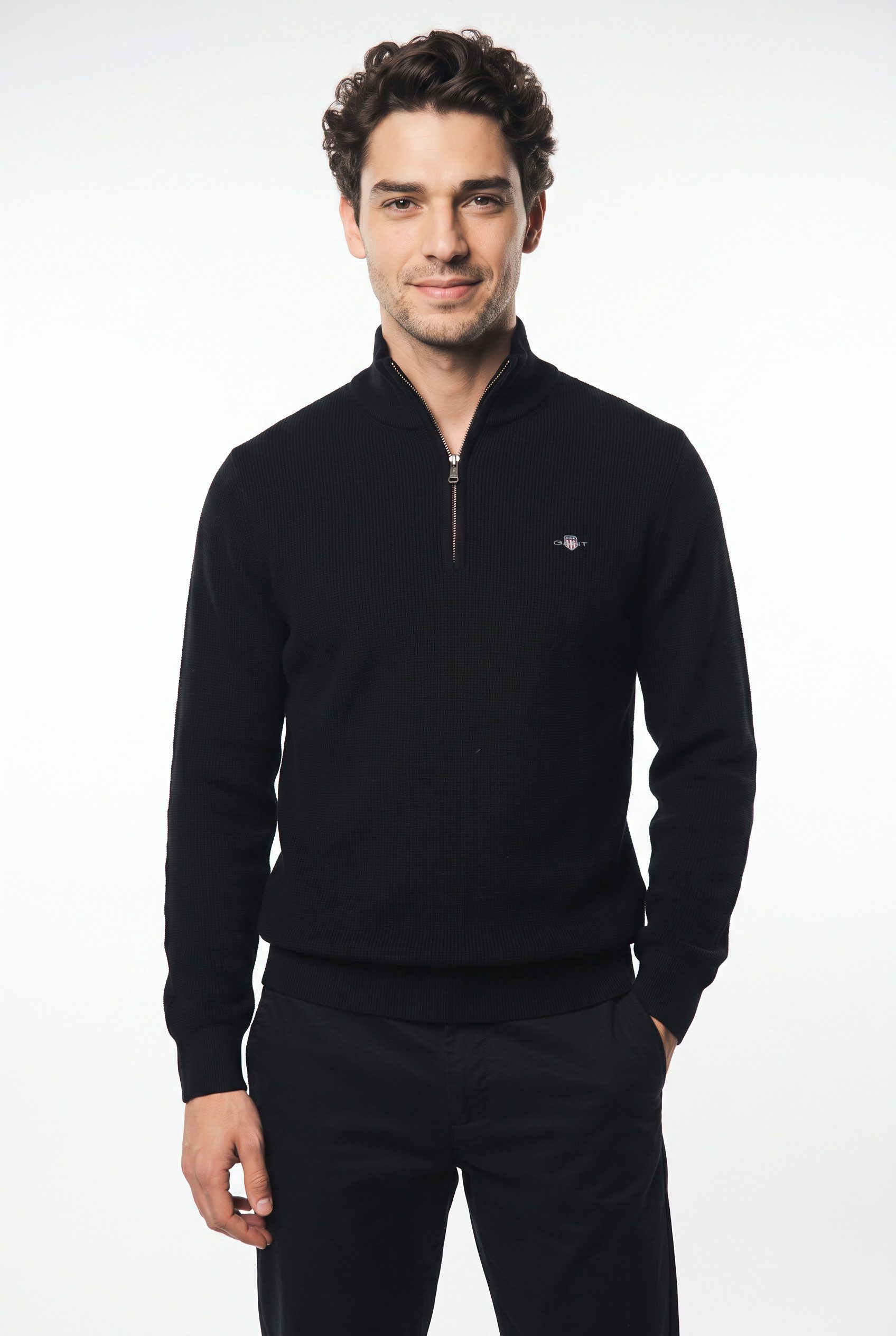 Gant Troyer MICRO TEXTURED COTTON HALF ZIP Regular fit mit Troyerkragen