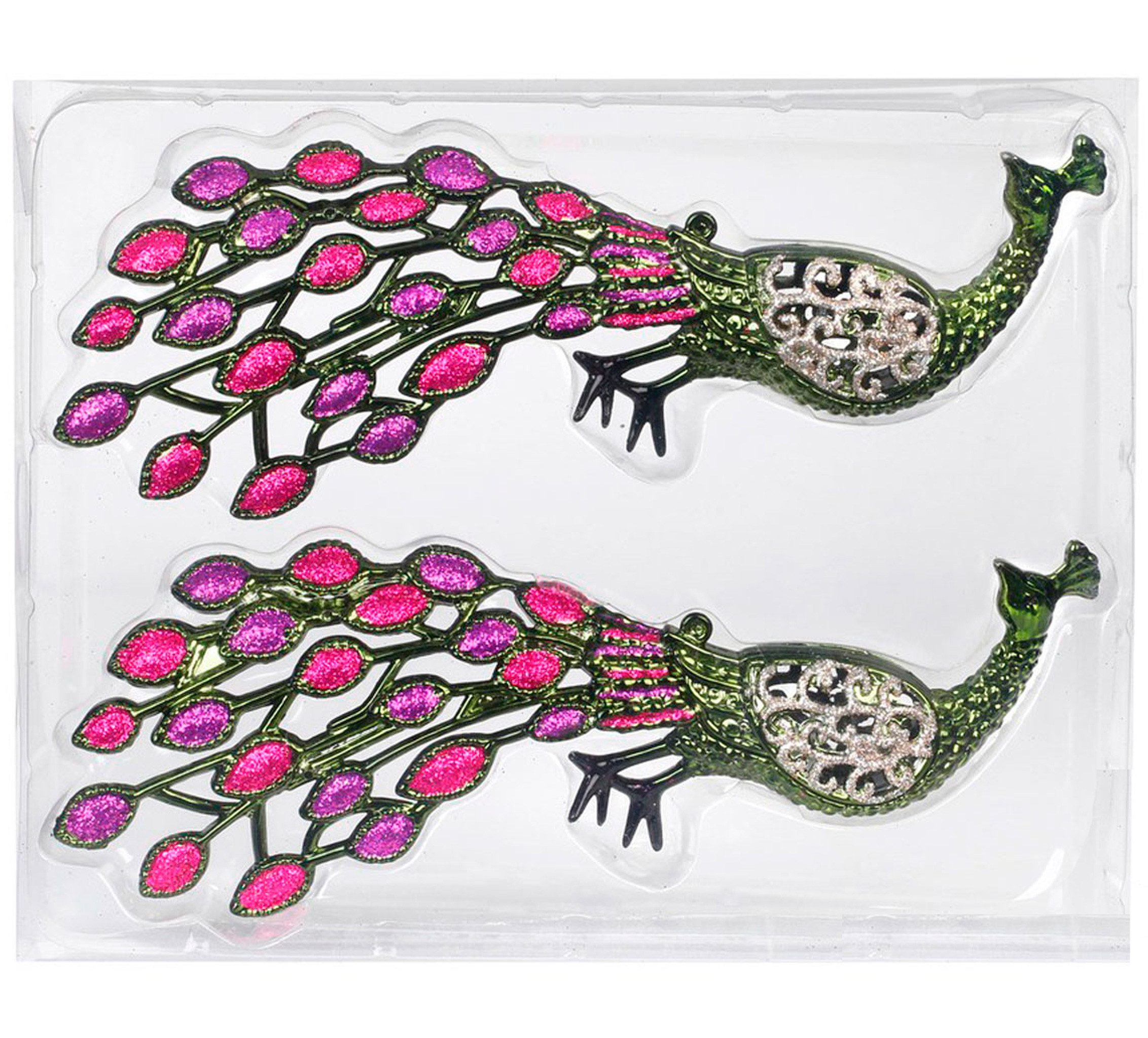MAGIC by Inge Christbaumschmuck, Christbaumschmuck Anhänger Pfau 20cm Kunststoff 2er Set Grün
