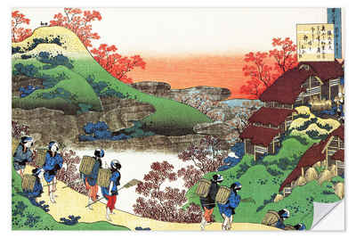 Posterlounge Wandfolie Katsushika Hokusai, Häuser mit Strohdächern, Wohnzimmer Malerei