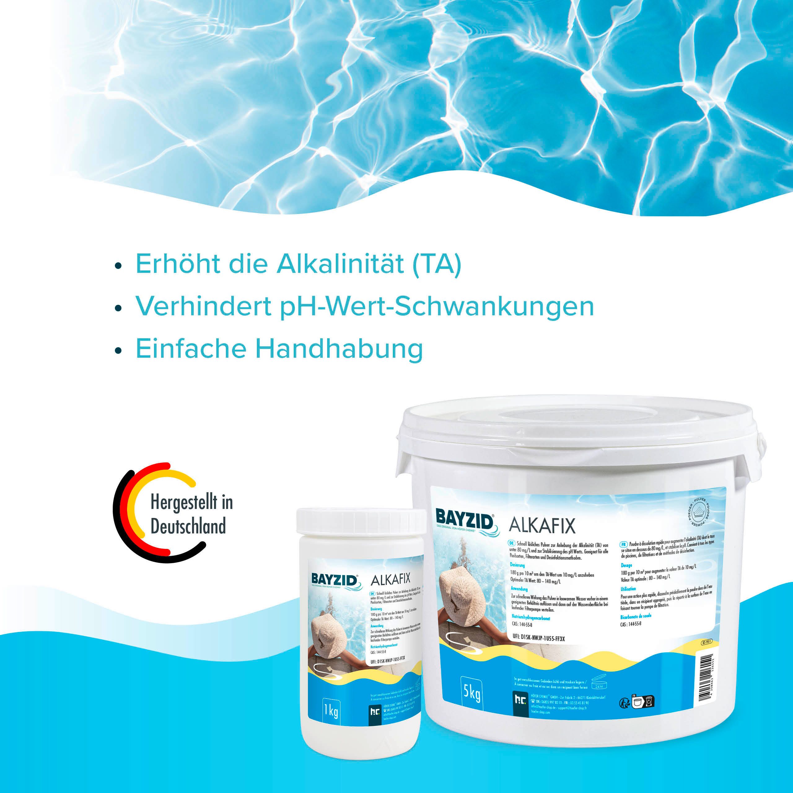 Höfer Chemie GmbH Poolpflege 2x 5 kg BAYZID® Alkafix zur Anhebung der Alkalinität (TA), Reguliert Alkalinität für stabile Wasserwerte