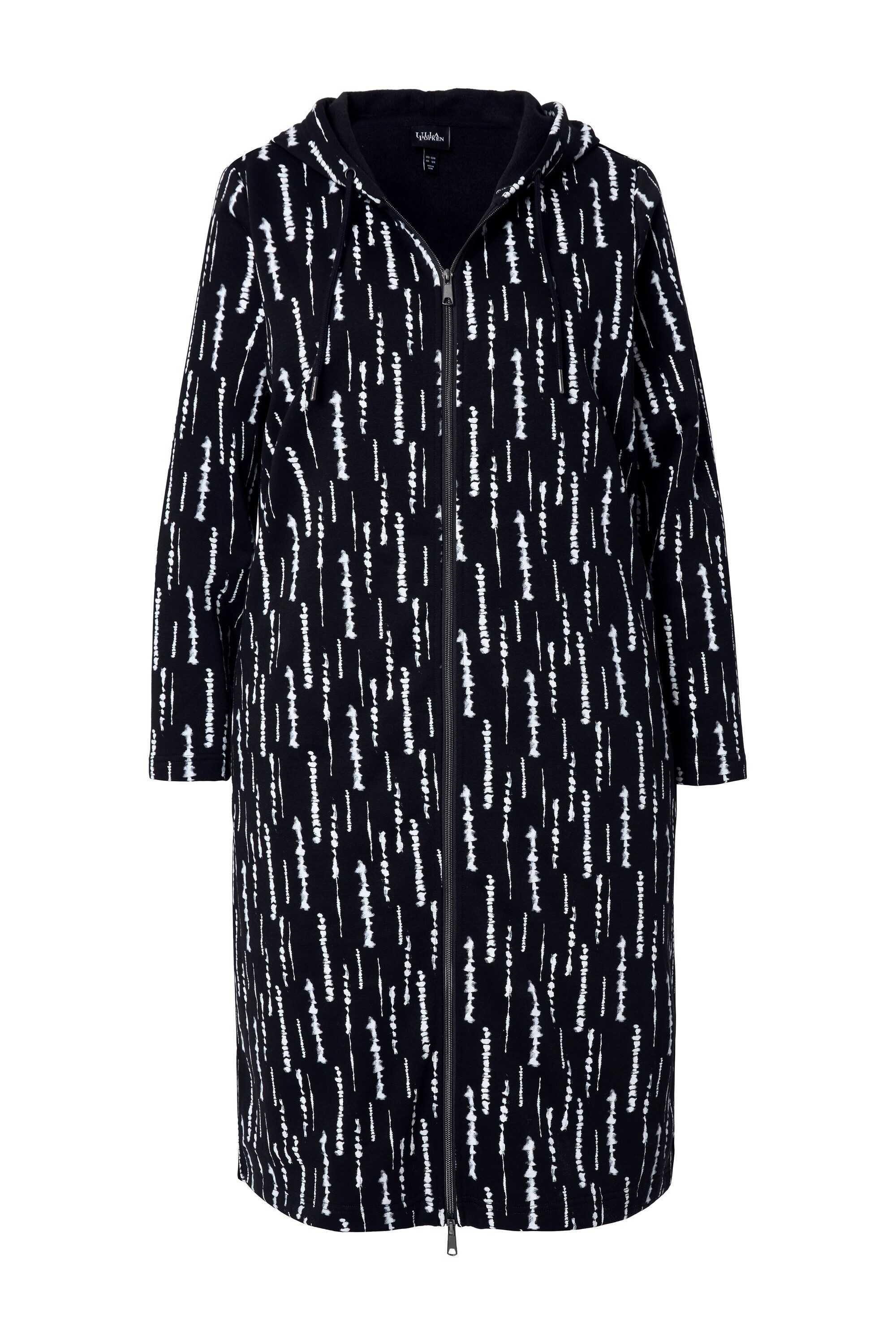 Ulla Popken Sweatjacke Long-Sweatjacke bedruckt Kapuze 2-Wege-Zipper günstig online kaufen