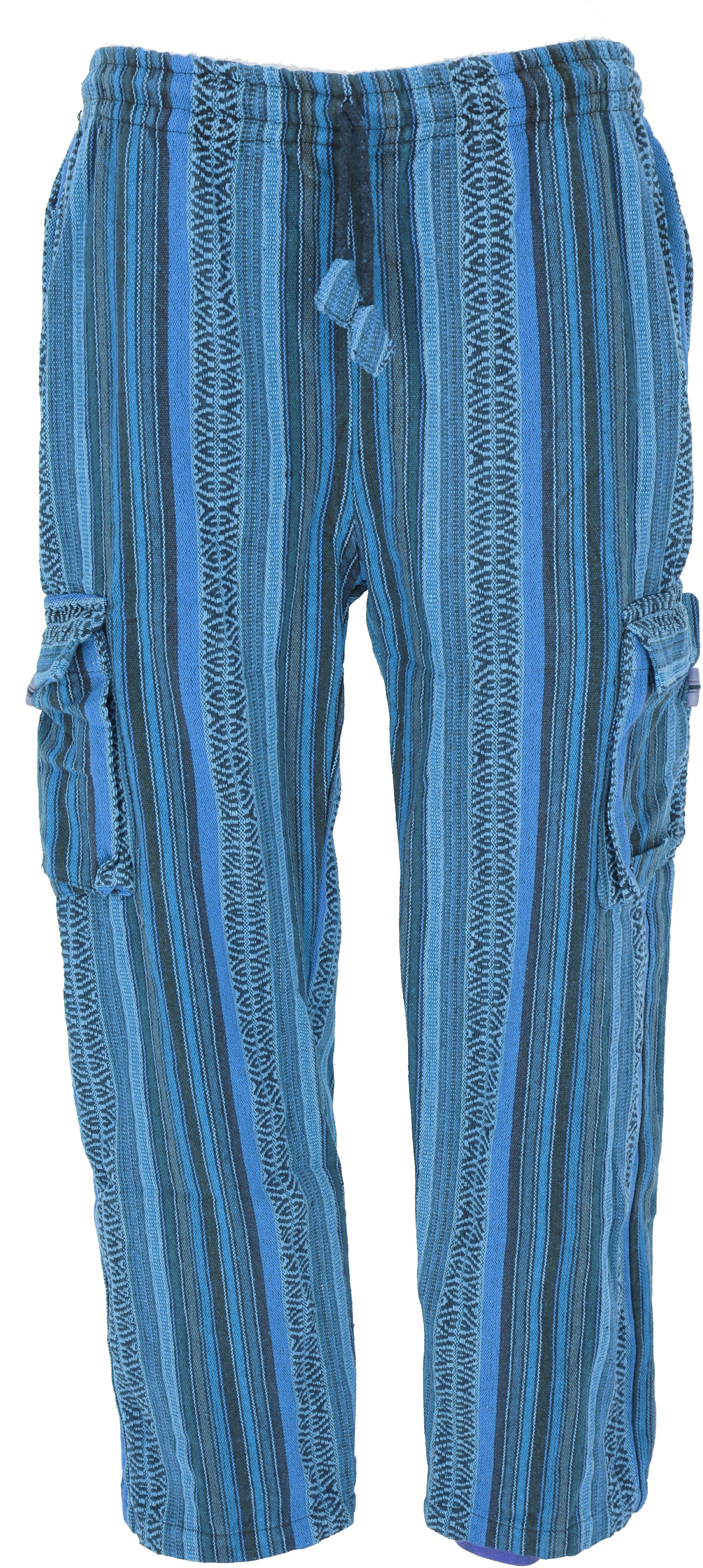 Guru-Shop Hose, alternative - Style, Bekleidung Hippie, Hose Ethno Loose Relaxhose Goa Wohlfühlhose, blau fit
