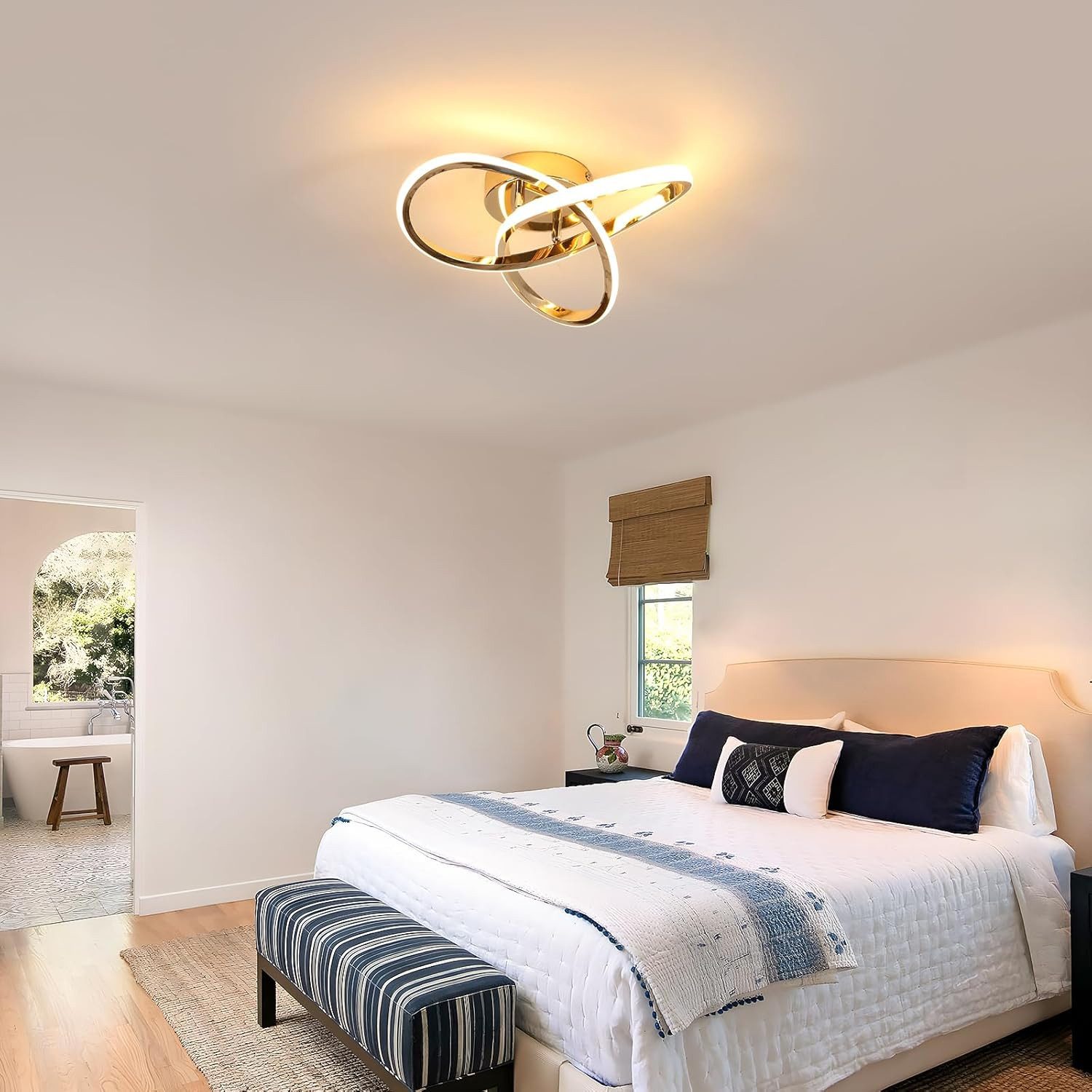 Riserva LED Deckenleuchte Kleeblatt Design LED Deckenleuchte Gold 30W 3000K Modern