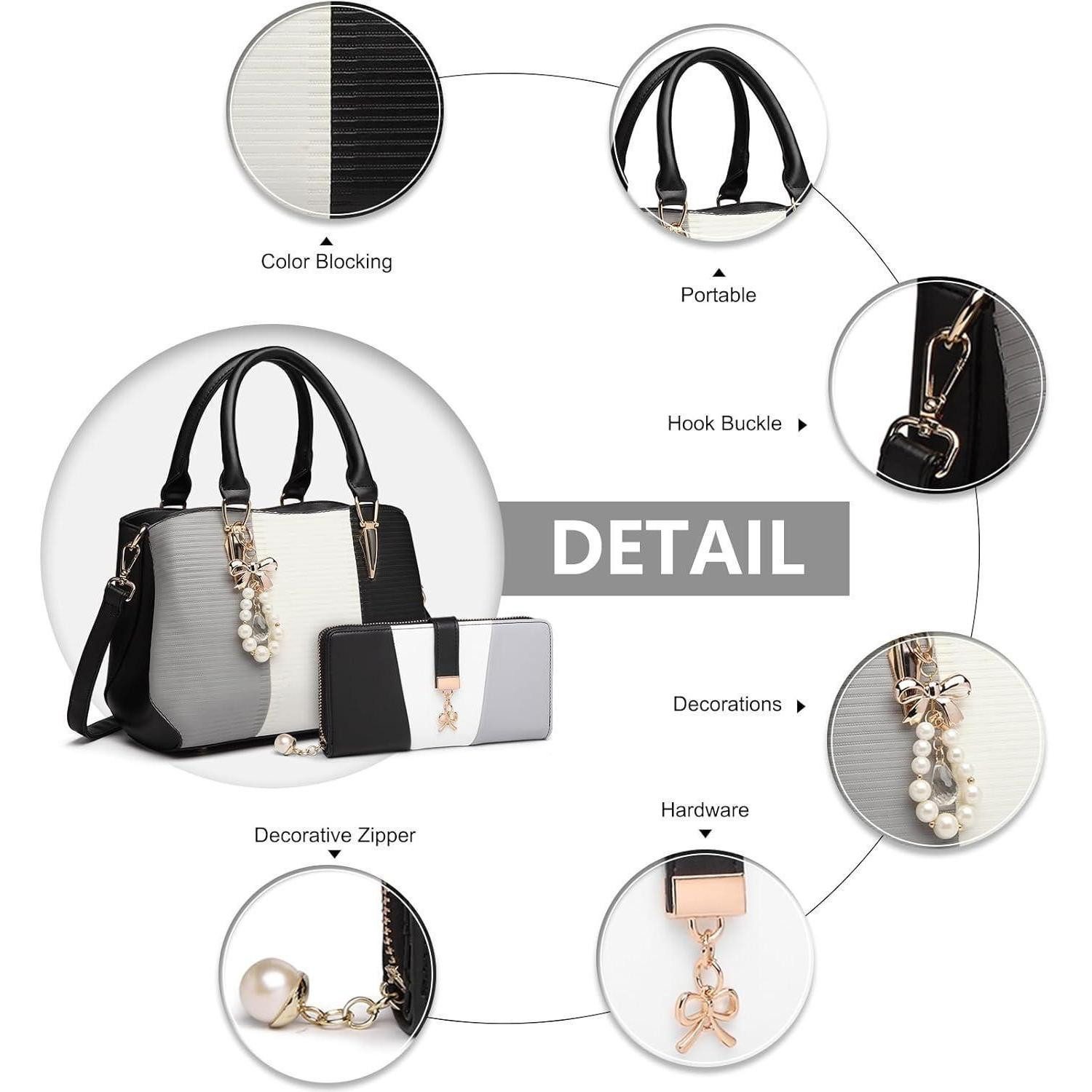 LuxusKollektion Henkeltasche Handtasche Damen Henkeltasche Multicolor Schwarz Geldbörsen-set